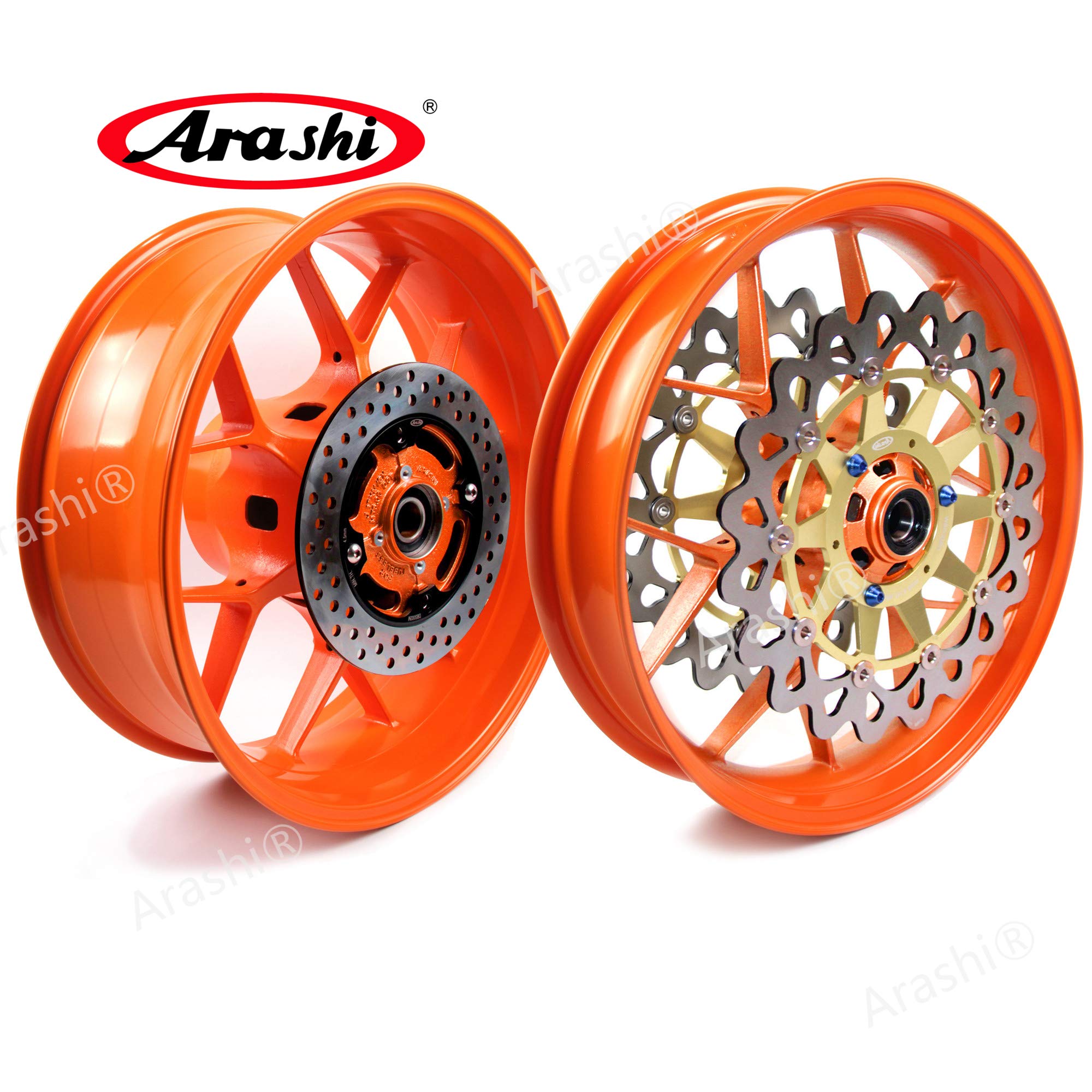 Arashi Front Rear Wheel Rims and Brake Disc Rotors for Honda CBR1000RR 2004 2005 Motorcycle Replacement Accessories CBR 1000 CBR1000 RR 1000RR 1000CC Repsol Orange 04 05