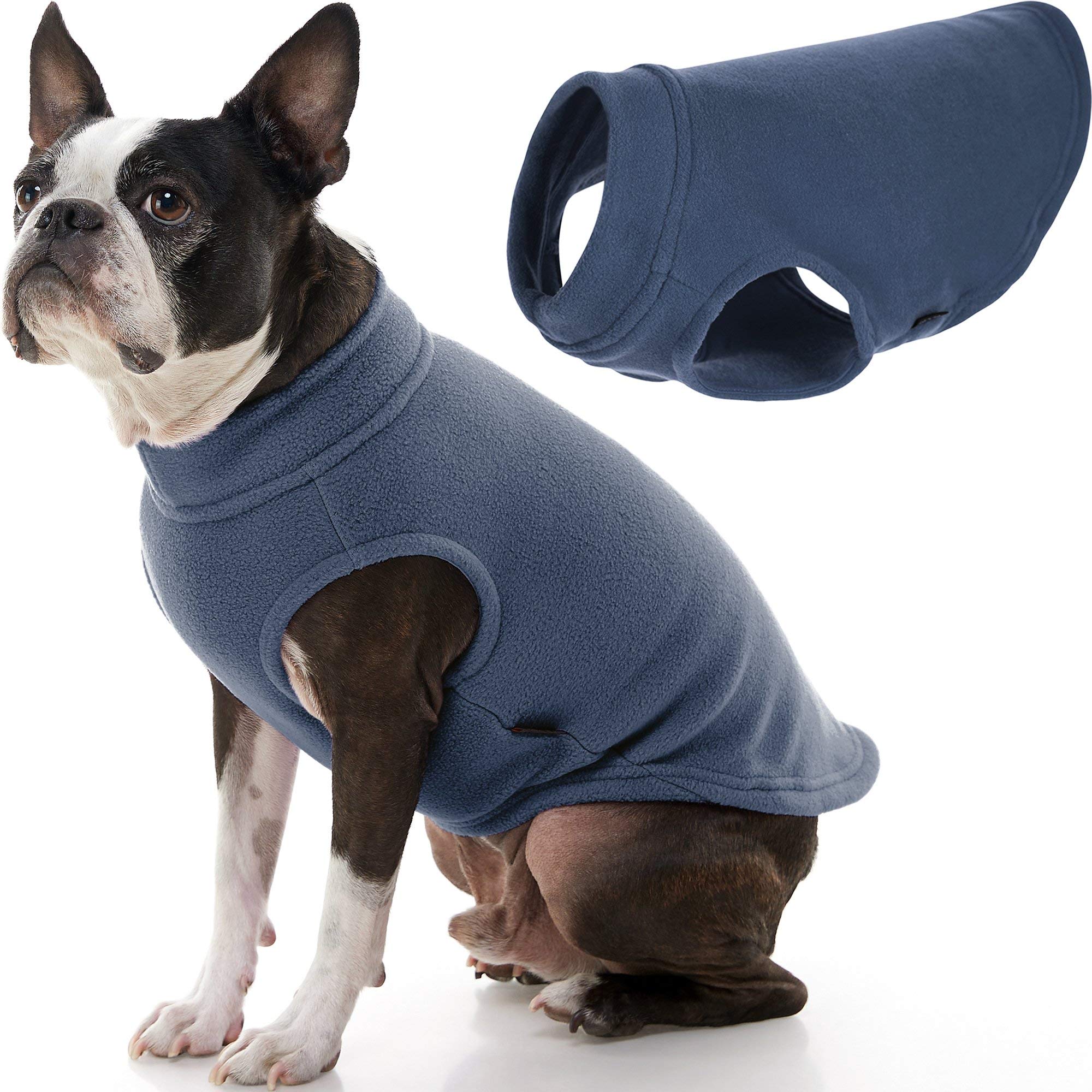 Gooby Stretch Fleece Vest Dog Sweater - Indigo Blue, X-Large - Warm Pullover Fleece Dog Jacket - Winter Dog Clothes for Small Dogs Boy - Dog Sweaters for Small Dogs to Dog Sweaters for Large Dogs