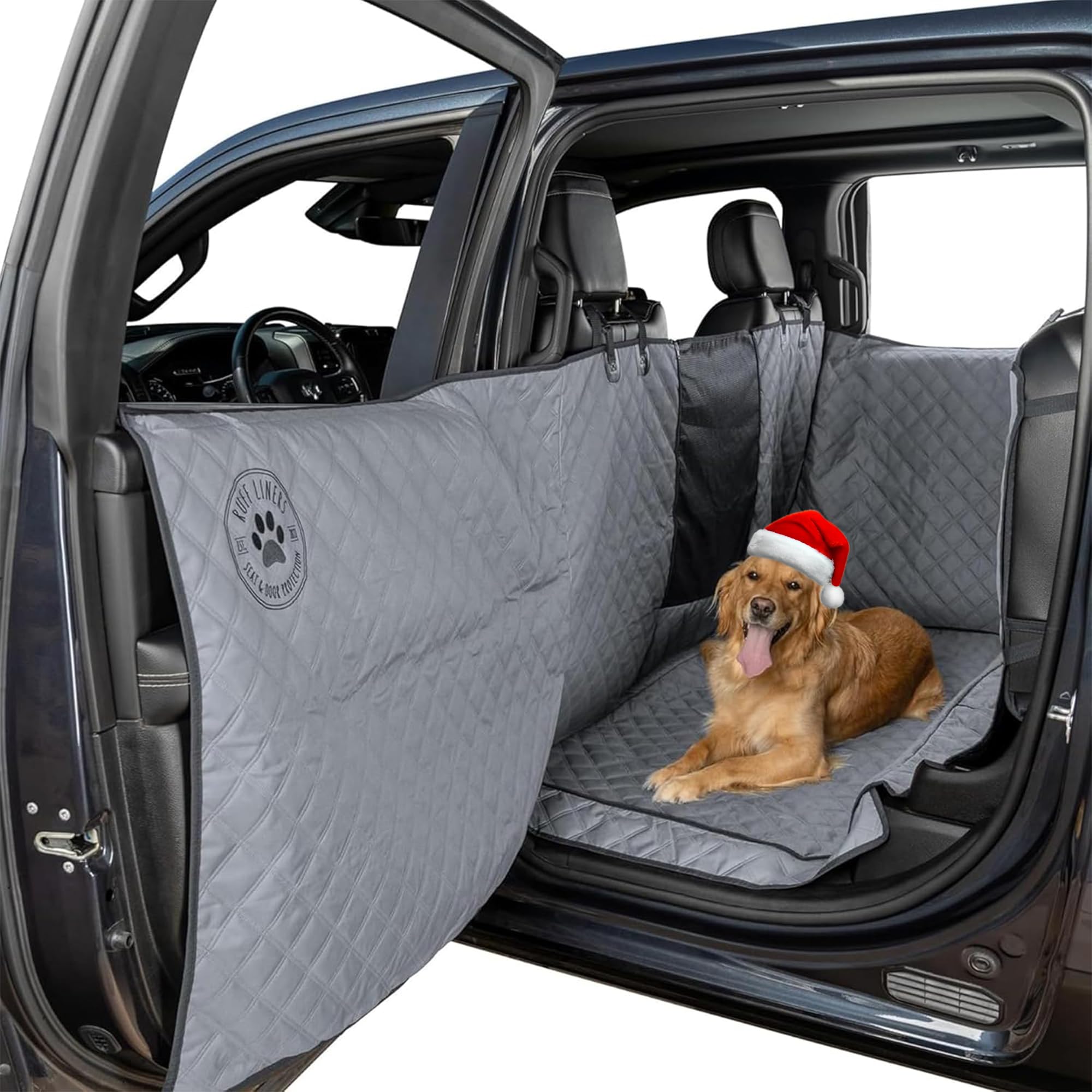 Dog Truck Seat Covers for Trucks with Fold Up Seats - Crew Cab Floor Cover with Door Protection - Waterproof Dog Hammock for Truck Back Seat Cover - Truck Dog Seat Cover Back Seat