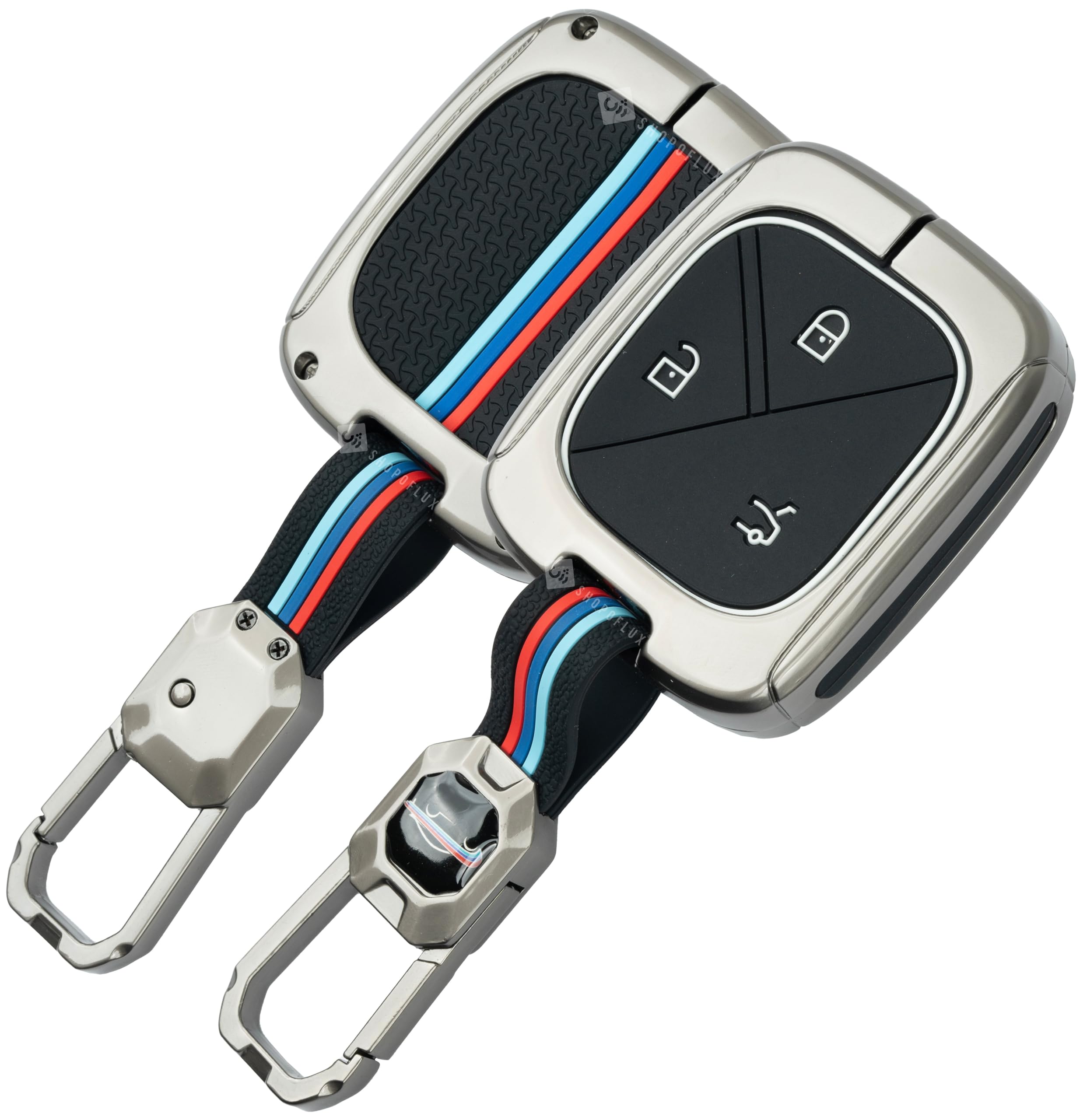 ShopofluxMetal Key Cover Compatible with MG Comet ev Electric 3 Button Smart Key