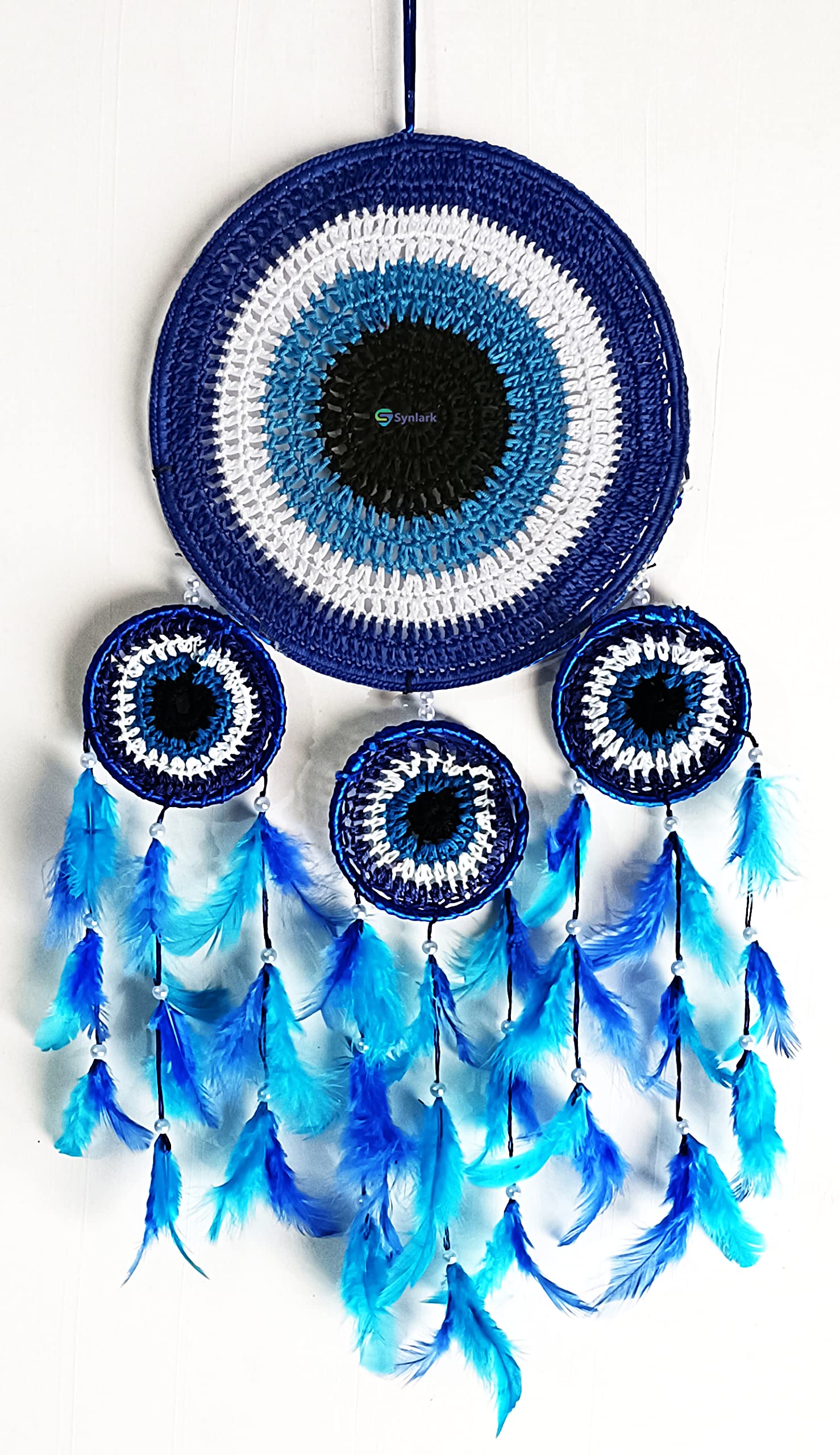 Synlark Evil Eye Dream Catcher Wall Hanging, Wall Decor, for Bedroom and Living Room, Dream Catcher for Home Decoration (Blue 1)