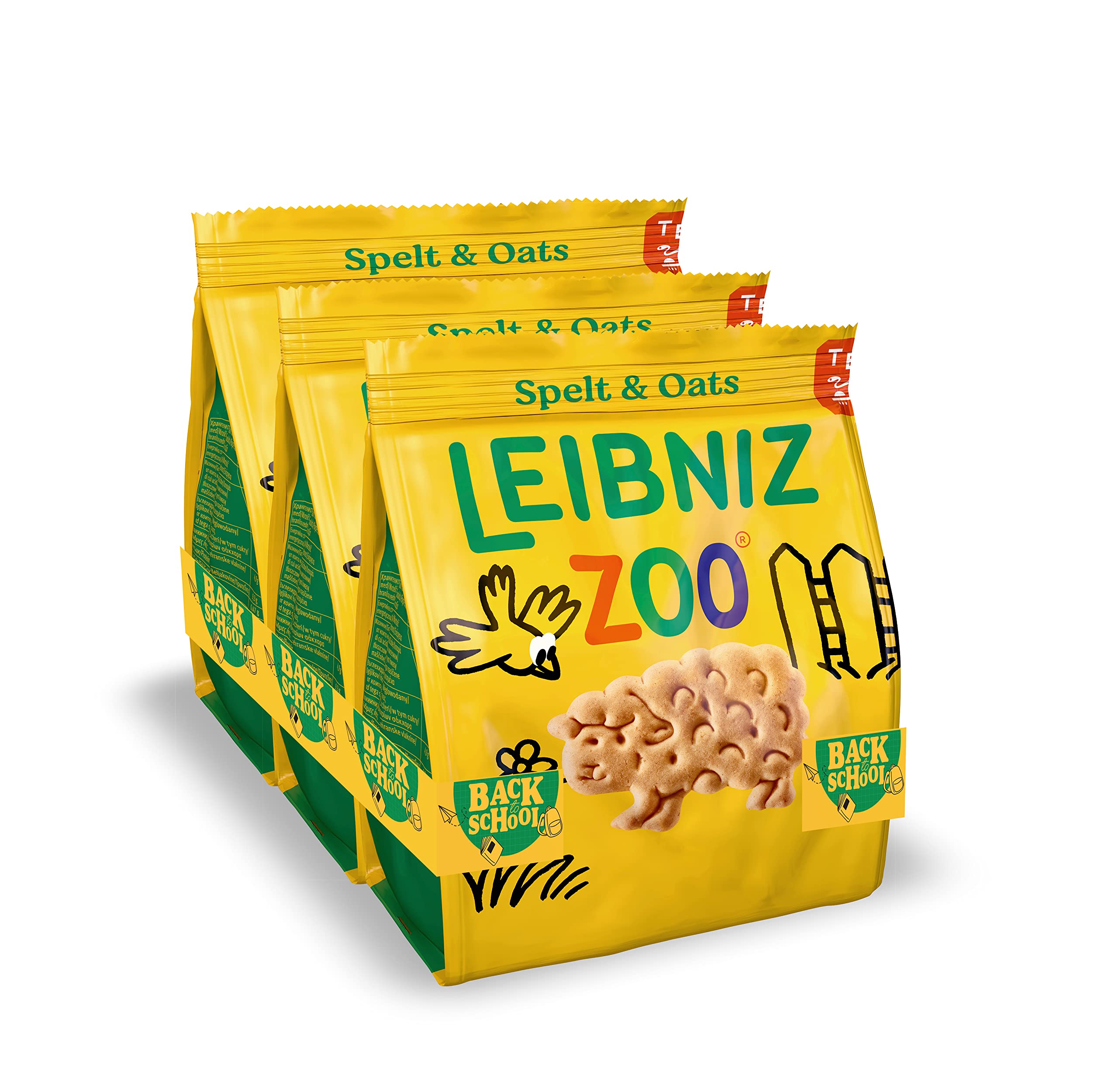 Bahlsen Leibniz Zoo Spelt & Oats Butter Biscuits - Animal Shaped Crisp Butter Cookies 100g Each - Pack of 3