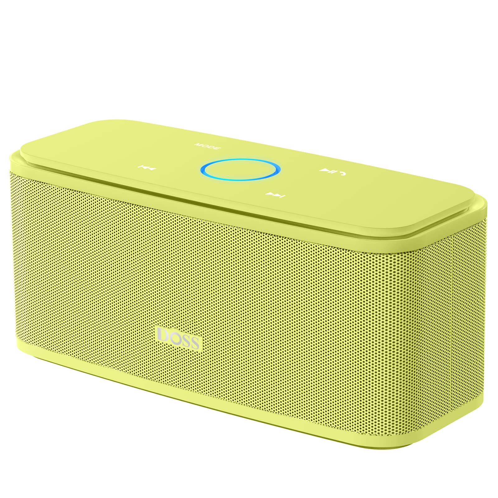 DOSS SoundBox Portable Bluetooth Speaker with 12W HD Sound and Bass, IPX5 Waterproof, 20H Playtime, Touch Control, Handsfree, Wireless Speaker for Home, Outdoor, Travel -Yellow