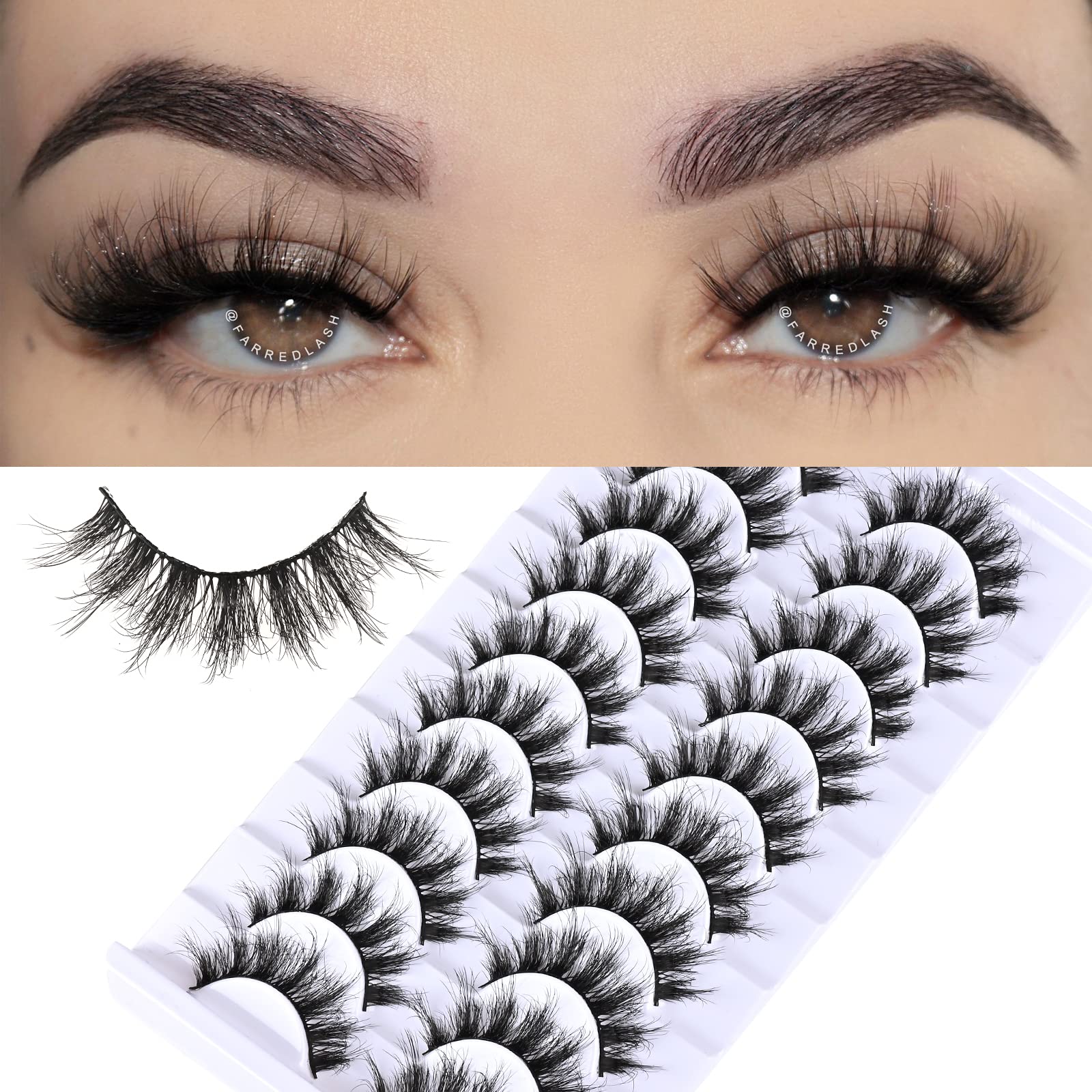 FARRED Fluffy Eyelashes 8D Faux Mink Lashes Natural Look Lash Short Fake False Eyelash 10 Pairs (Z11|11-17MM)