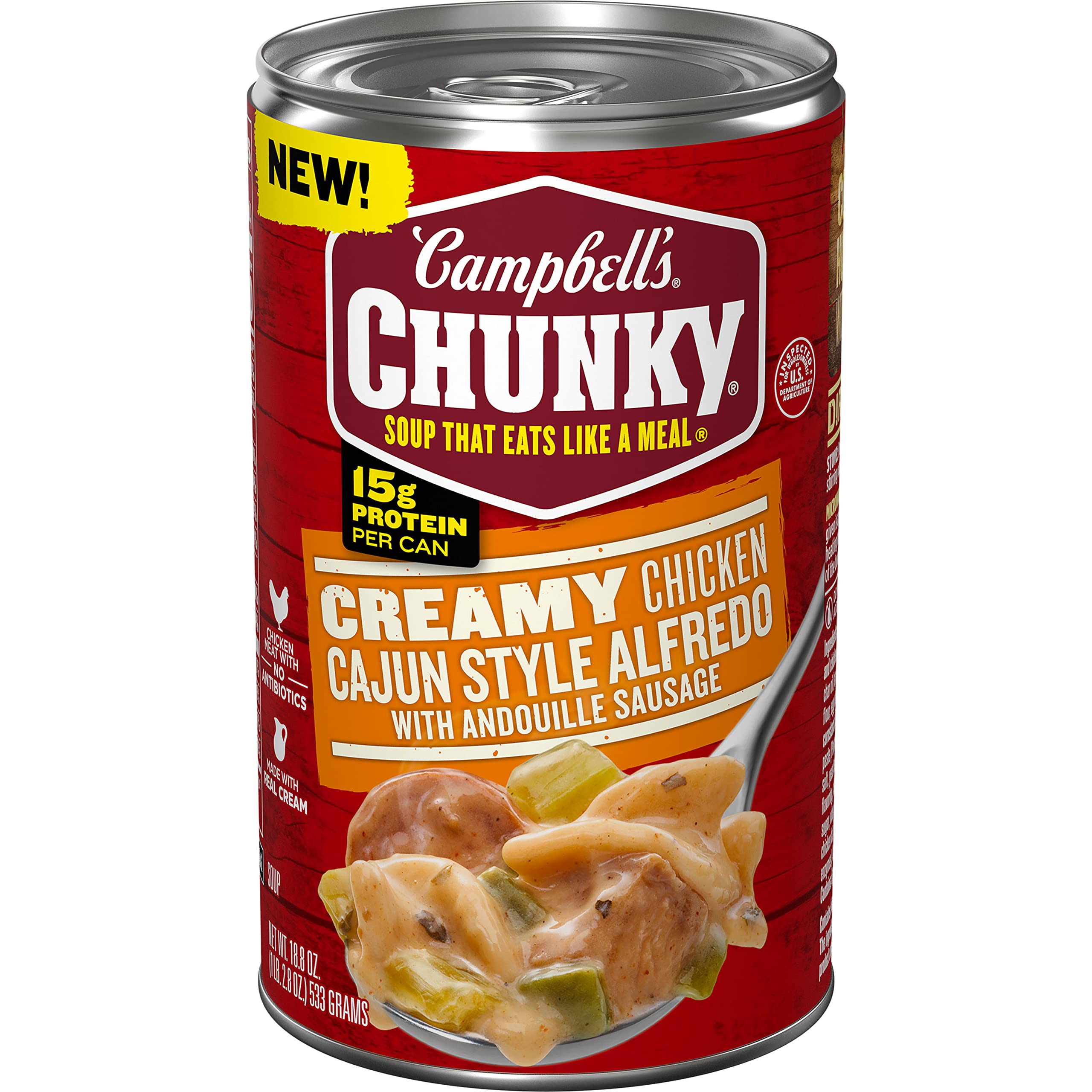 Campbell'sChunky Creamy Chicken Cajun Style Alfredo With Andouille Sausage Soup, 18.8 oz Can