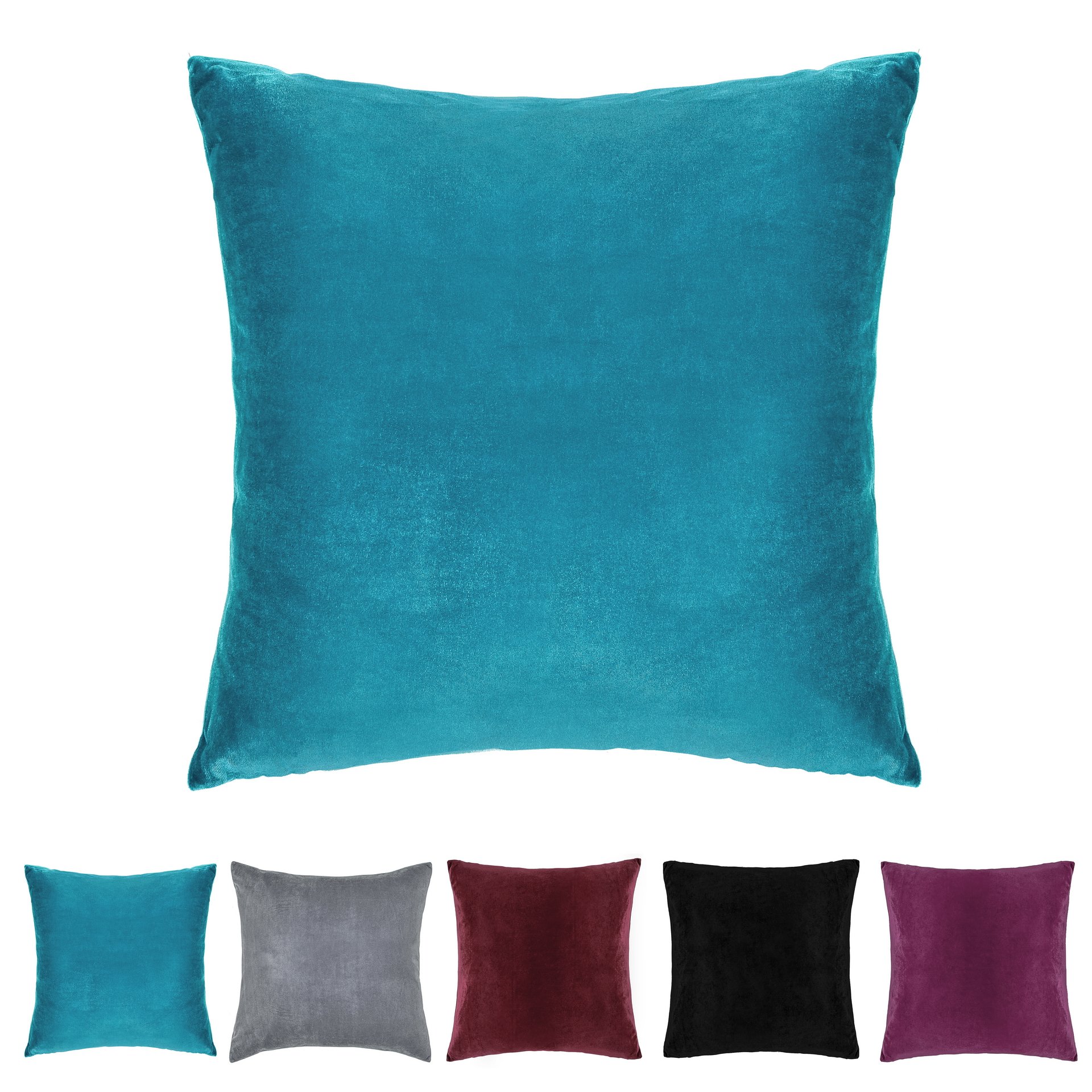 DreamHome 18" X 18" Solid Polyester Velvet Decorative Pillow Cover/Sham - Teal