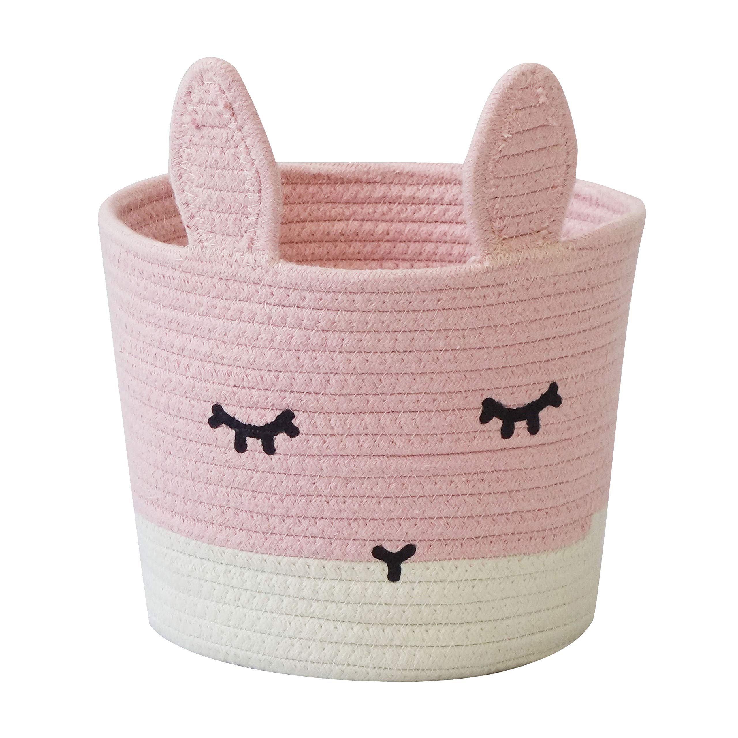 Small Cute Pink Bunny Basket for Baby Toy Baskets, Baby Laundry Baskets, Nursery Storage, Woodland Nursery Decor, Kids Storage Basket, Dog Cat Toy Basket