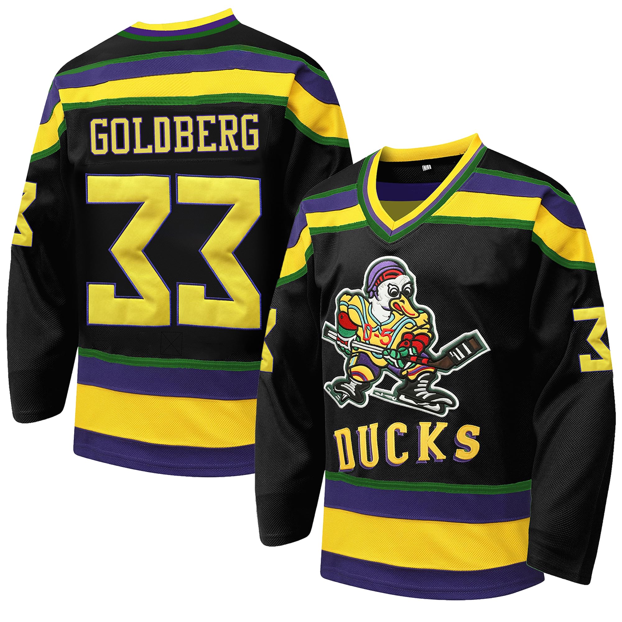 Tocament Mighty Ducks #96 Charlie Conway #99 Adam Banks #33 Greg Goldberg,90s Movie Ice Hockey Jersey for Men and Women