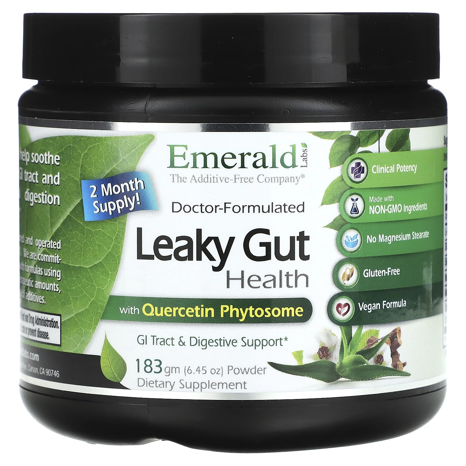 Emerald Labs Leaky Gut Health - Digestive Support Supplement with DGL Licorice, Aloe Vera Extract & More - Supports Colon & Gut Health - 6.45 oz (Up to 60-Day Supply)