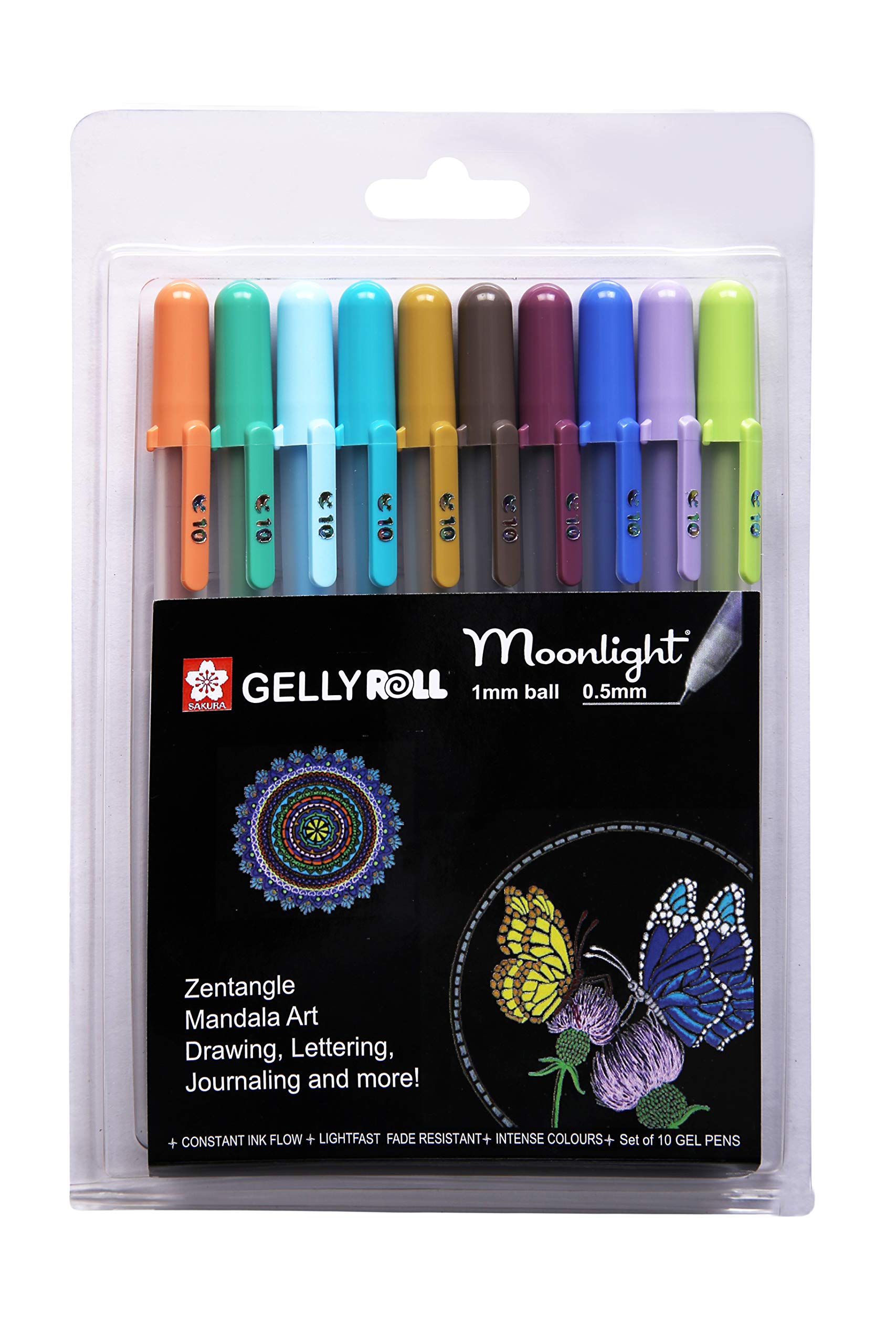 SAKURA Gelly Roll Moonlight Assorted Fine Colour Set 10 Opaque Shades