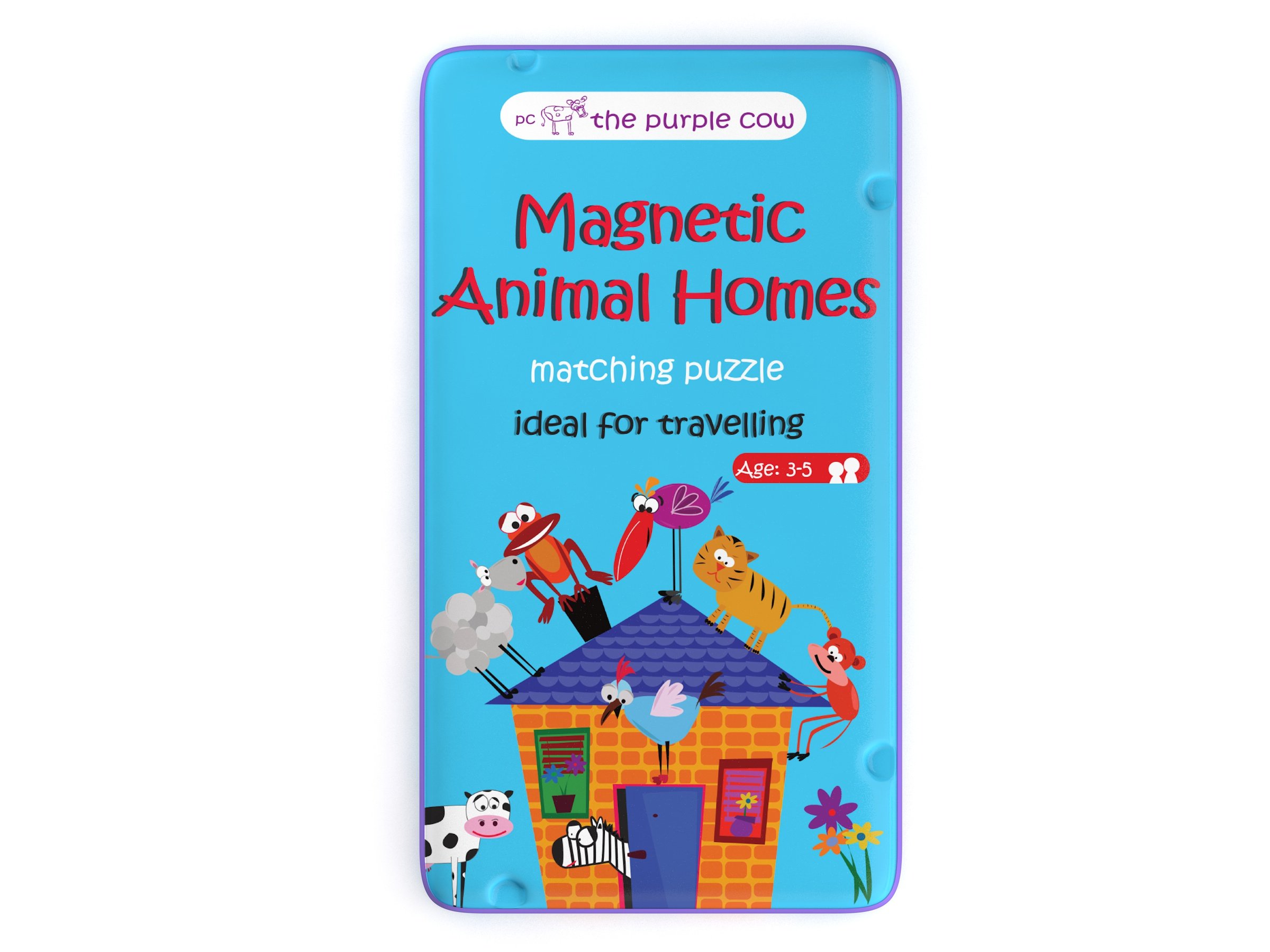 The Purple Cow Magnetic Travel to Go Animal Homes-Matching Game, Multicolor