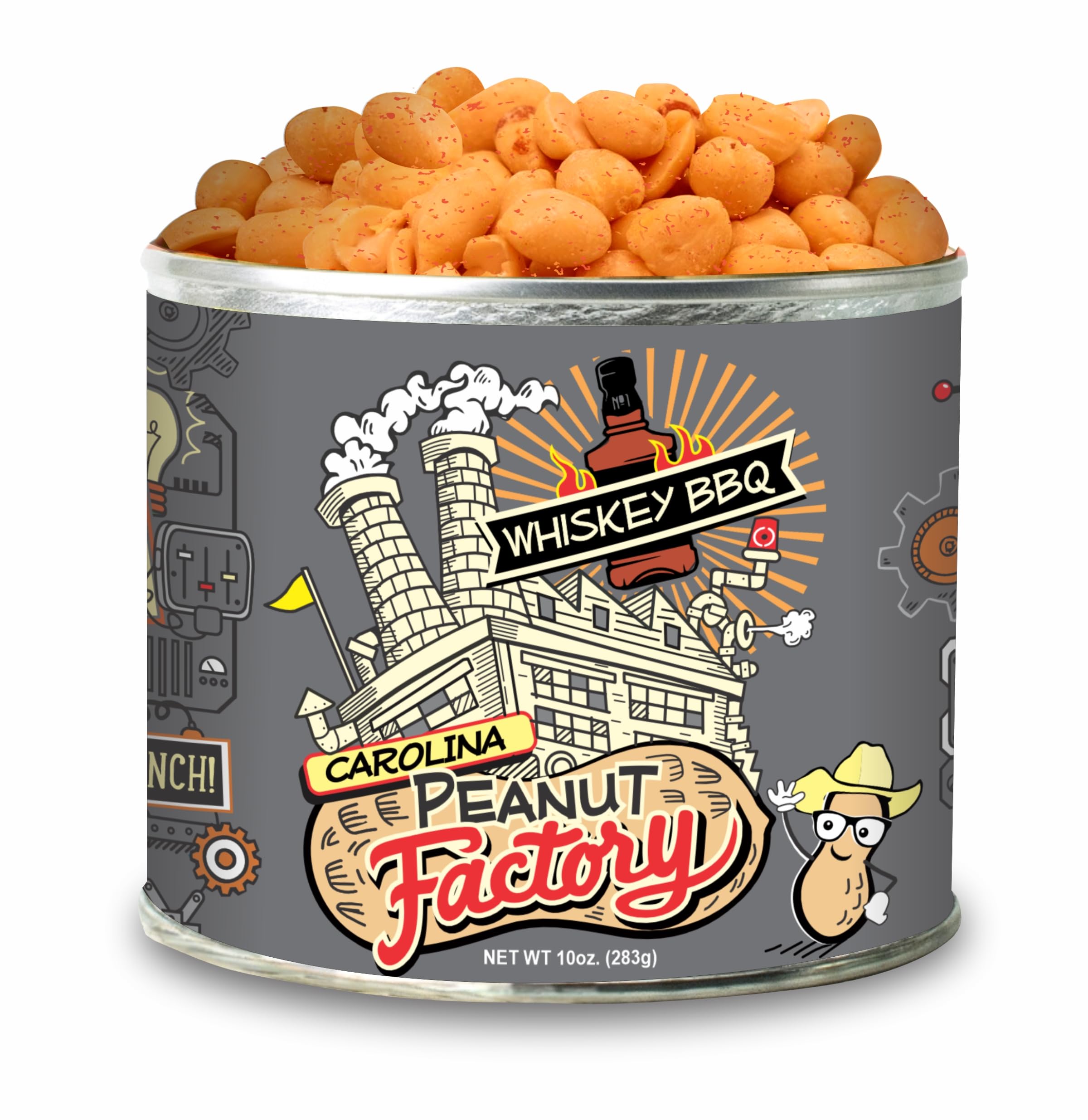 Carolina Peanut Factory | Flavorful Gourmet Peanuts Hand-Roasted in Small Batches | Irresistibly Real Crunch Flavored Nuts Packed into Every Can | Whiskey BBQ Peanuts (10 oz)