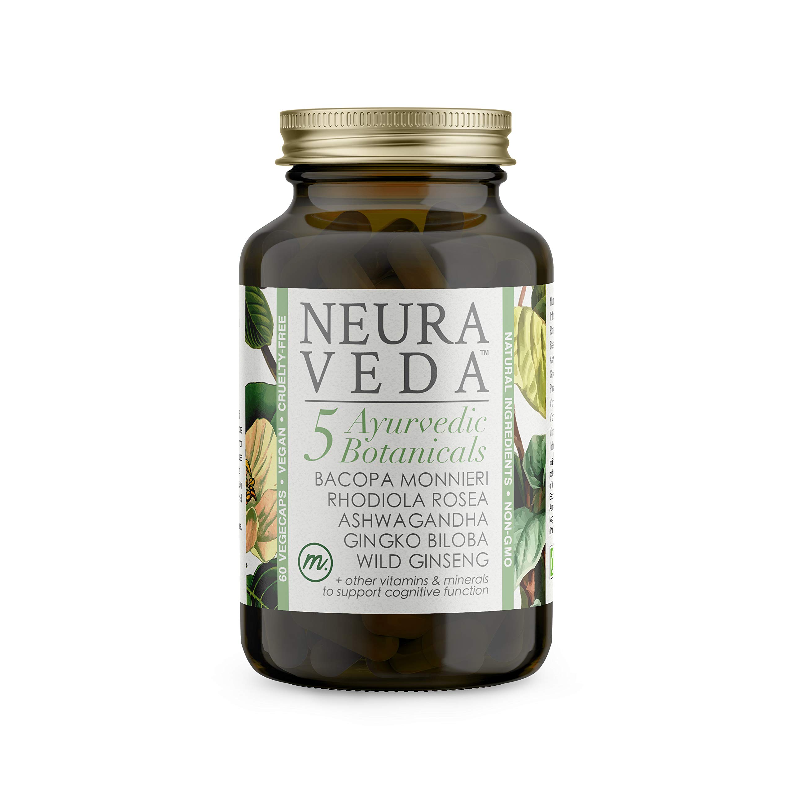 Neura Veda by mccāla - Adaptogen & Nootropic Blend of Ayurvedic Botanicals | Ashwagandha, Rhodiola Rosea, Bacopa Monnieri, Ginkgo Biloba | 60 Vegan Capsules