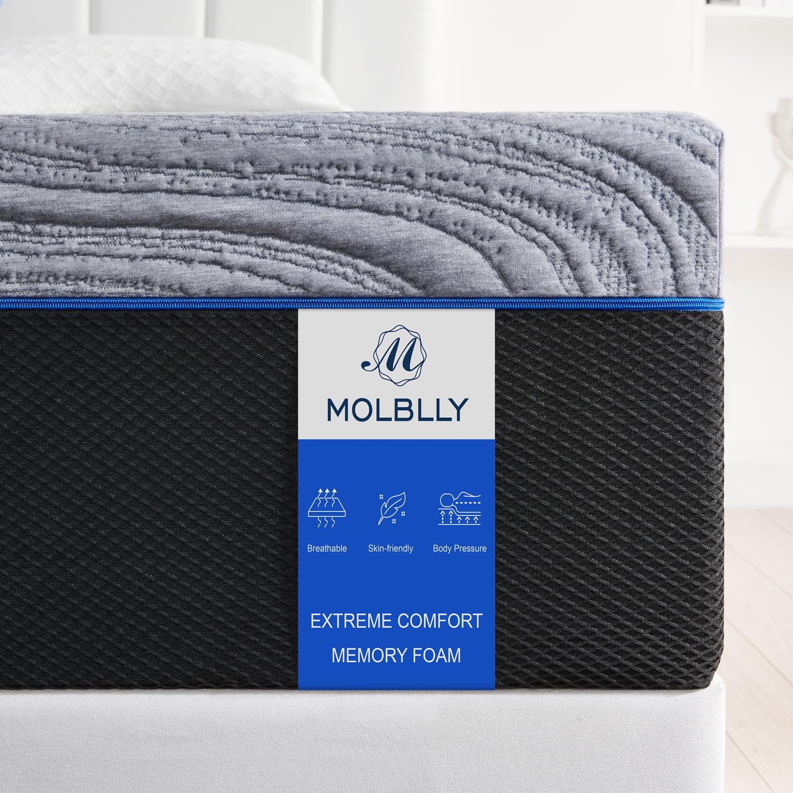 MolbllyDouble Memory Foam Mattress,25CM Double Mattress with Soft Fabric, Skin friendly Mattress, Medium Firm with Breathable Knitted, Barrier Skin friendly Durable Mattress 135x190x25cm