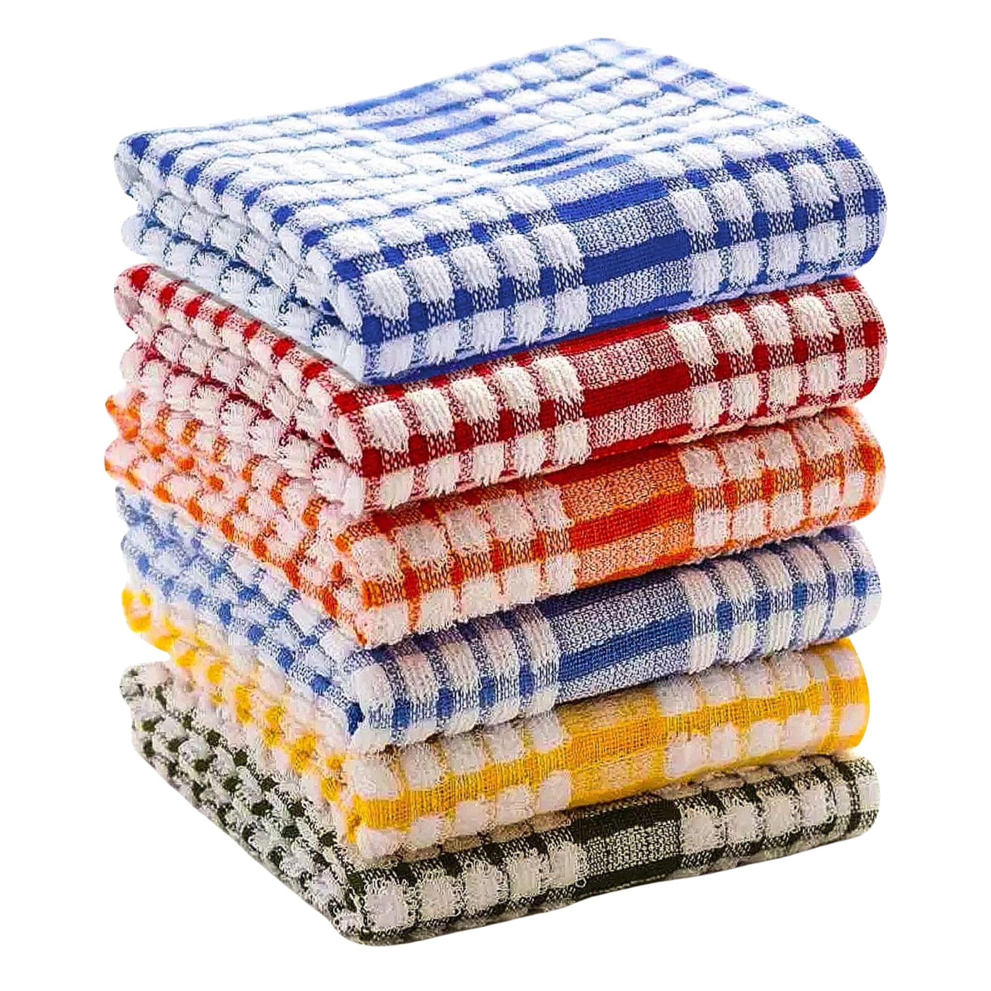 ALOUD CREATIONS 6pc Large Size Kitchen Towel | Dish Towels | Tea Towel | for Cleaning & Quick Drying of Plates & Glasses | 100% Cotton | Multicolour | 45 X 70 cm | Pack of 6