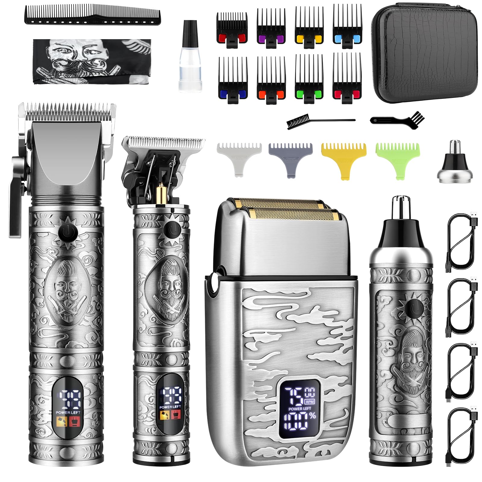 GSKY Hair Clippers for Men, Professional Beard Trimmer for Men, Beard Trimming Kit, Clippers and Trimmers Set, Hair Cutting Kit, Electric Razor, Mens Grooming Kit, Shaving Machines for Men