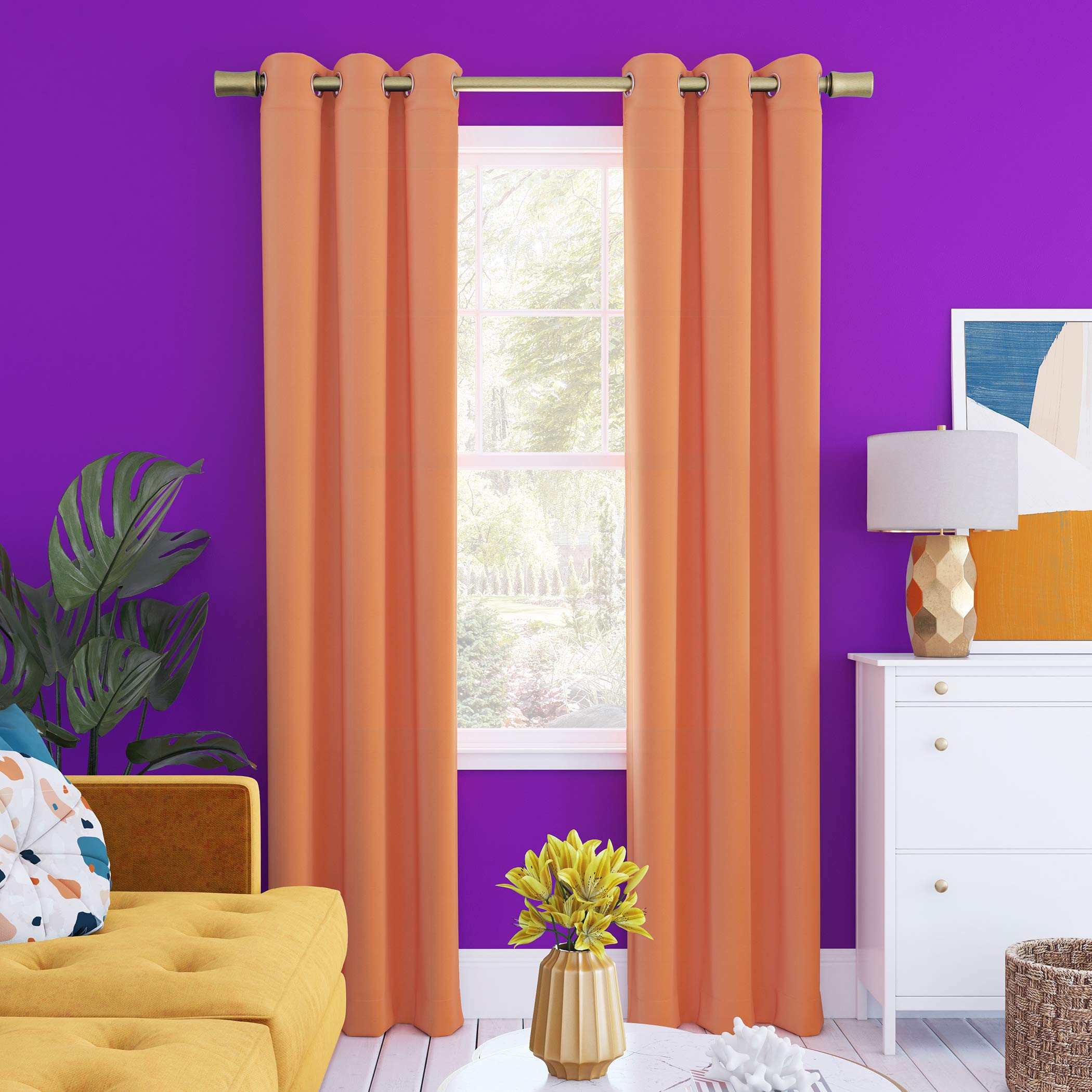 Sun ZeroHalton Bright Vibes Total Blackout Grommet Curtain Panel, 40" x 96", Orange