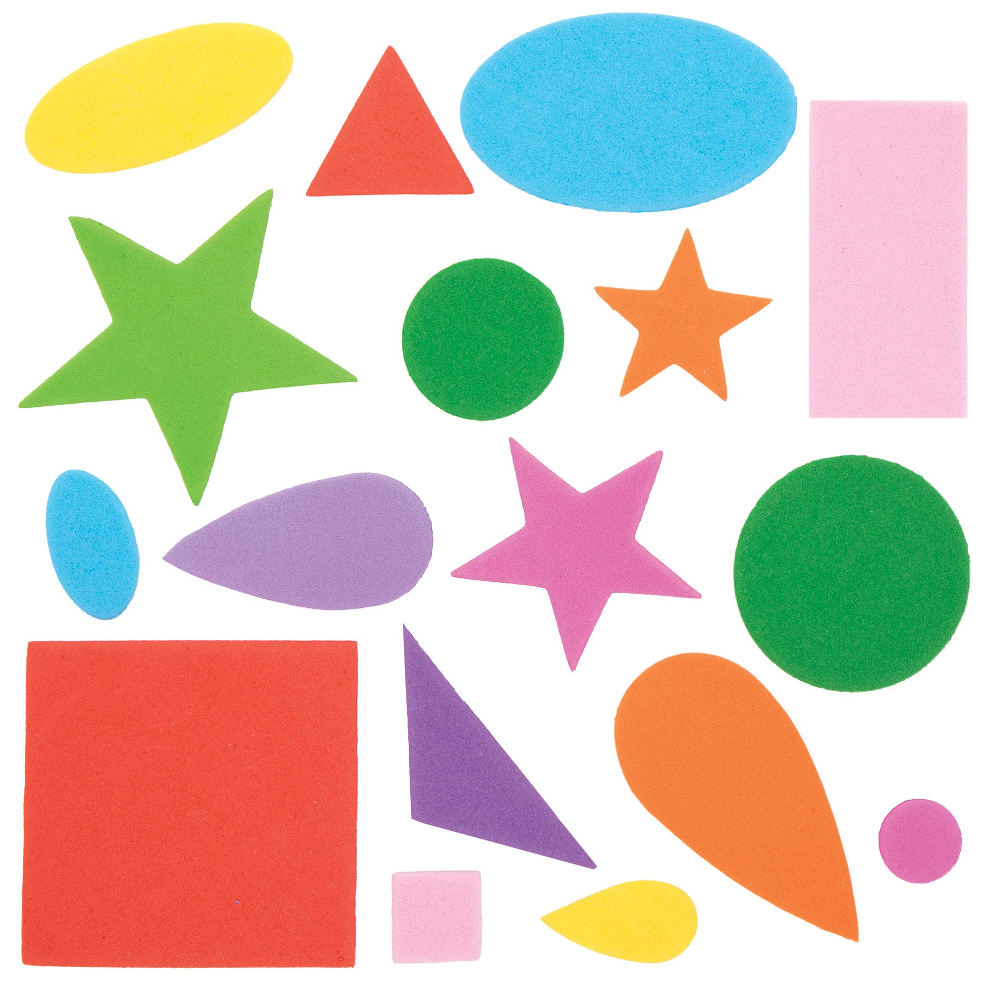 Baker RossEK2352 Self-Adhesive Foam Shapes (Pack of 180) for Kids Arts and Crafts, Vinyl, Assorted, 1cm-5cm