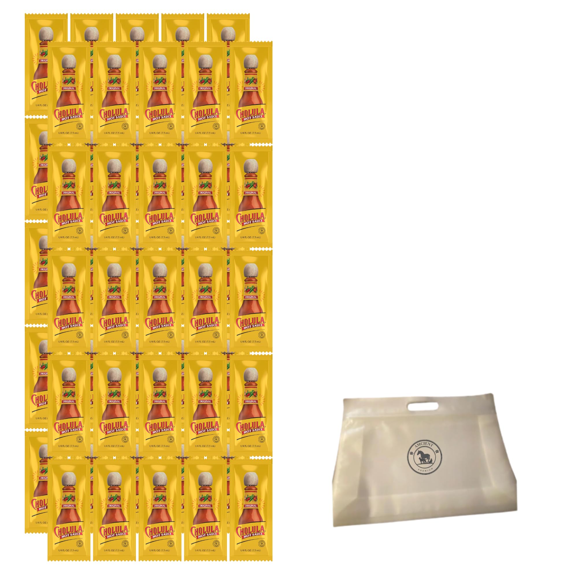 Cholula Hot Sauce Packets Bundle - Cholula Hot Sauce Packets 0.25 Fl Oz (pack Of 50) Bundle With Sandwitch Pouch By AMCIENT