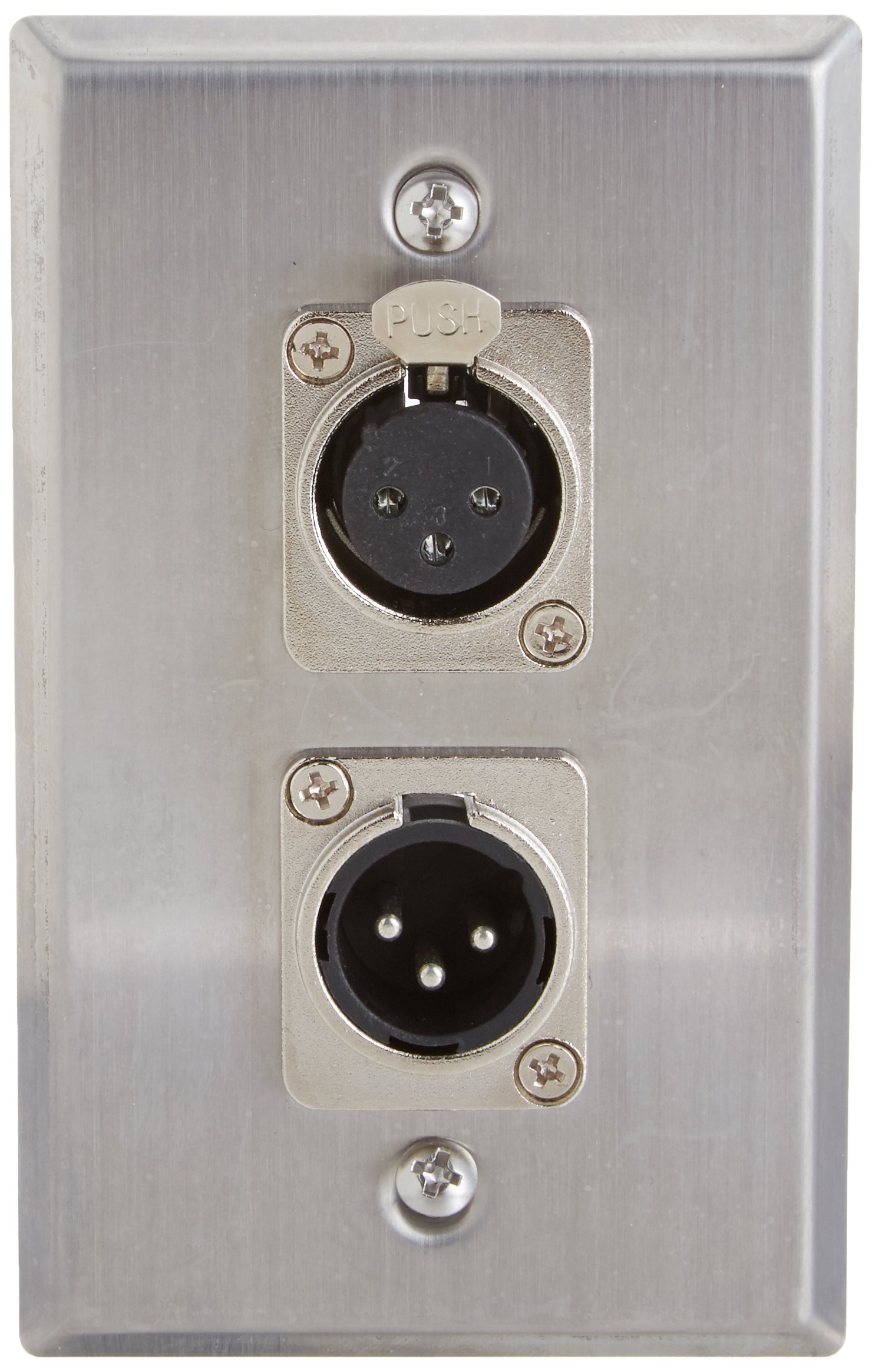 Seismic AudioSA-PLATE32 Stainless Steel Wall Plate XLR Male and Female Connector for Cable Installation