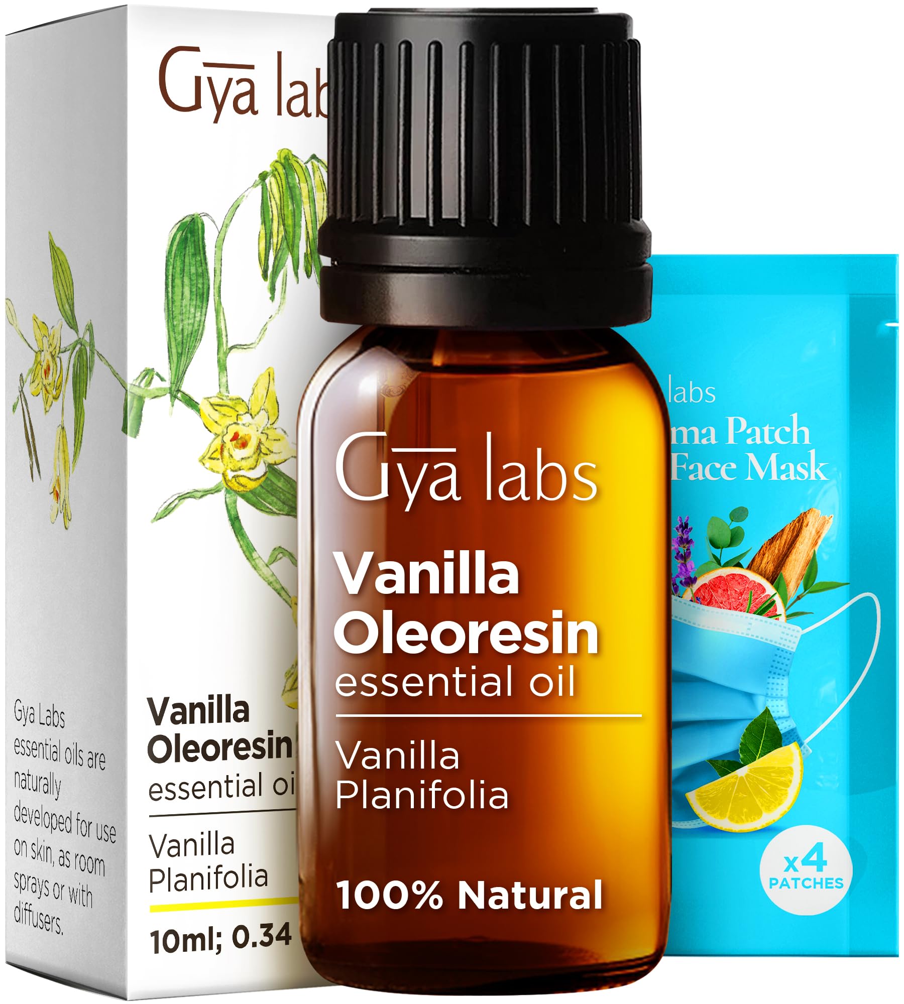 Gya Labs Vanilla Essential Oil for Skin - Vanilla Oleoresin Essential Oil - Vanilla Essential Oil for Diffuser & Candle Making Scent - Long Lasting Vanilla Oil Perfume (0.34 fl oz)