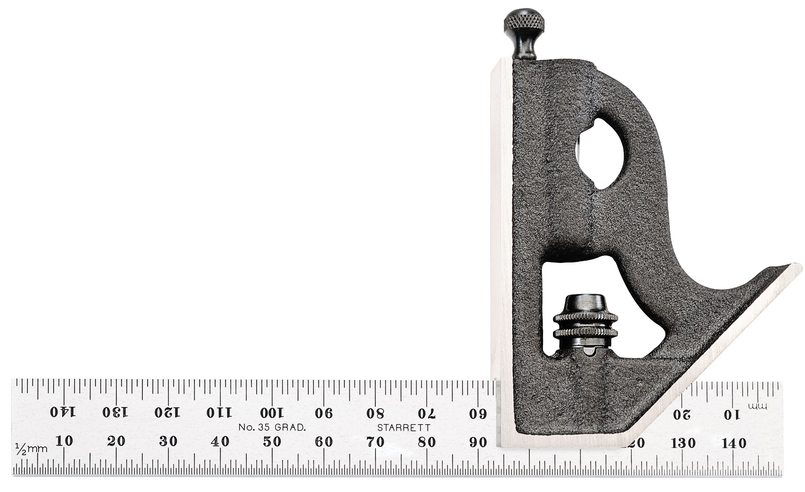 Starrett11MH-150 Cast Iron Square Head With Regular Blade Combination Square, Black Wrinkle Finish, 150mm Size