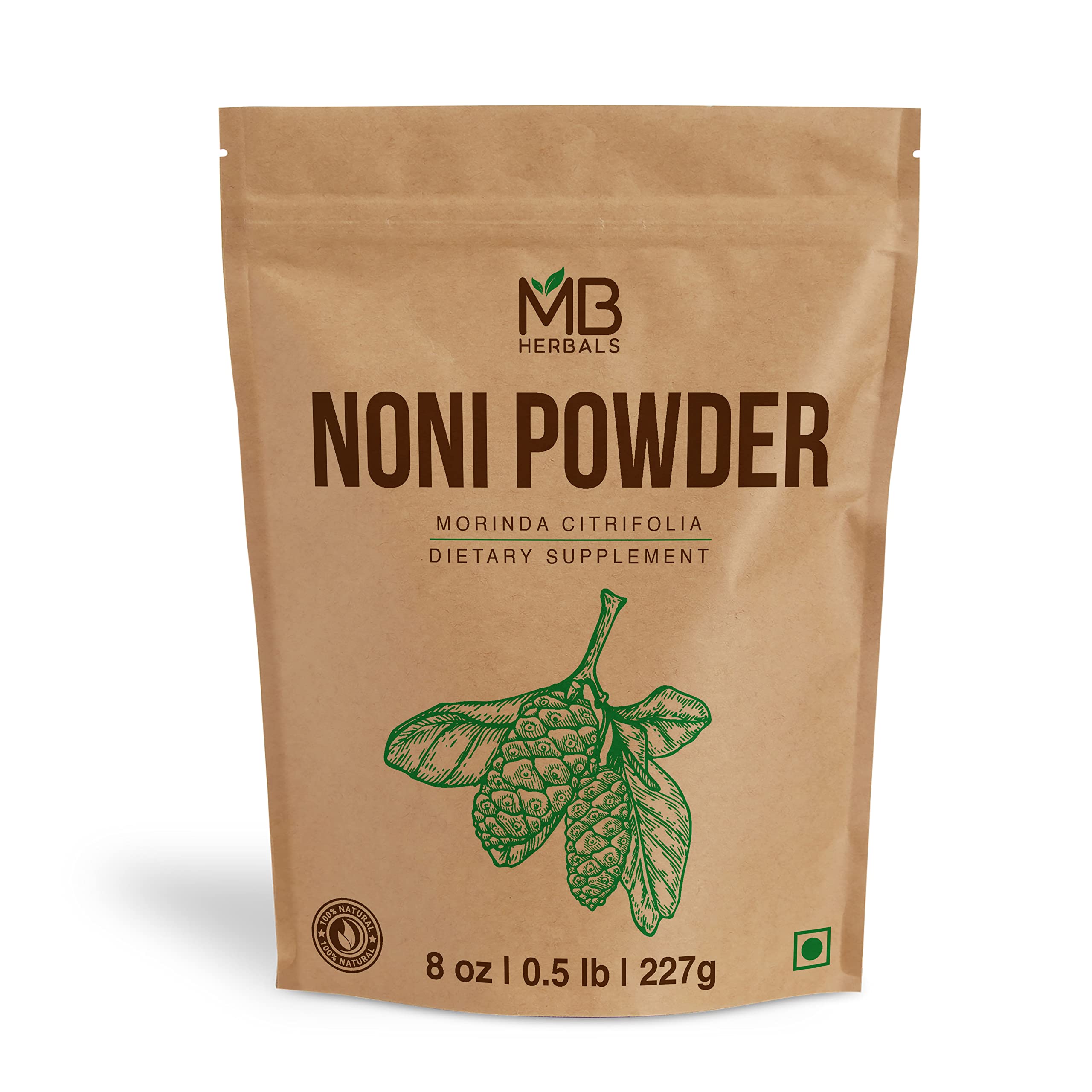 MB HerbalsNoni Powder 227 Gram | 8 oz | Abundant Antioxidants and Amino Acids | Improves Immunity & Antiageing