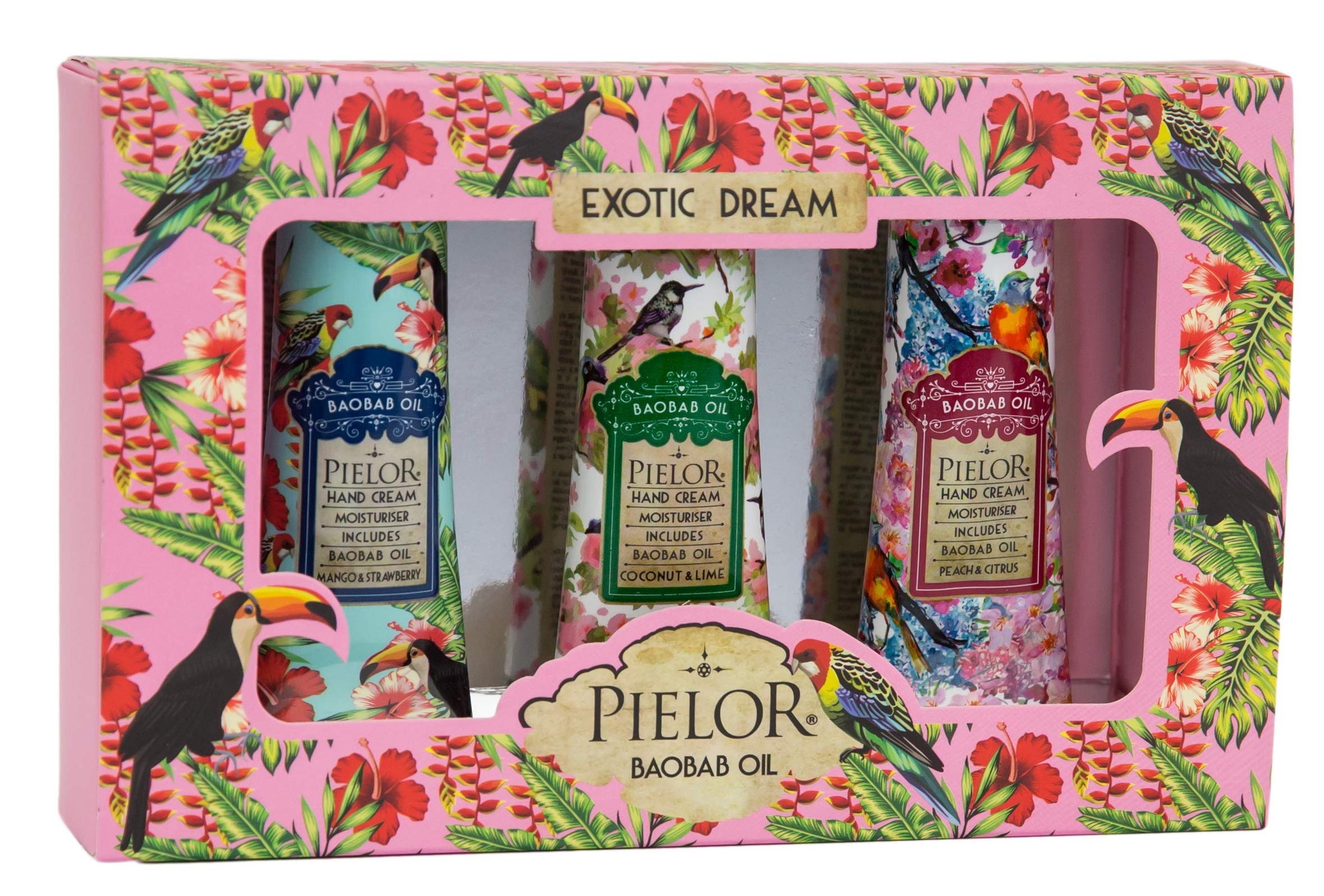 Pielor Exotic Dream Hand Cream 3-Piece Gift Box 90 ml, Pink