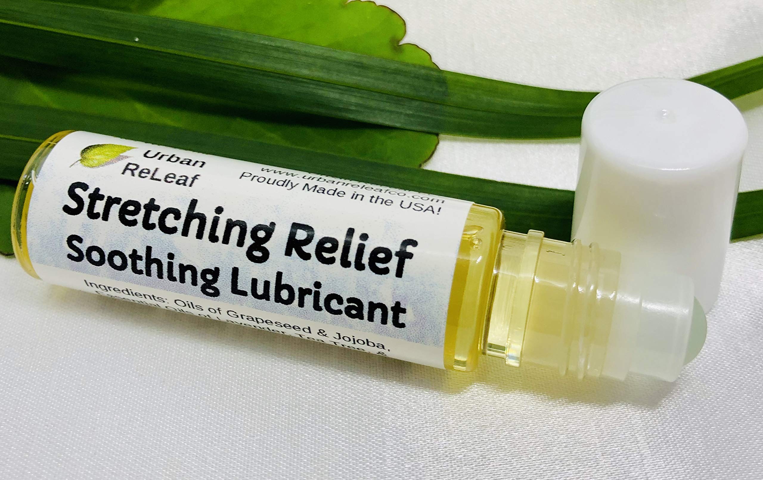 Urban ReLeafUrban ReLeaf Ear Lobe Stretching Relief Soothing Lubricant ! Cools Red, Angry Stretched Piercings. Taper, Plug, Gauge Jewelry. Easy Roller-Ball Applicator. 100% Natural, Essential Oils