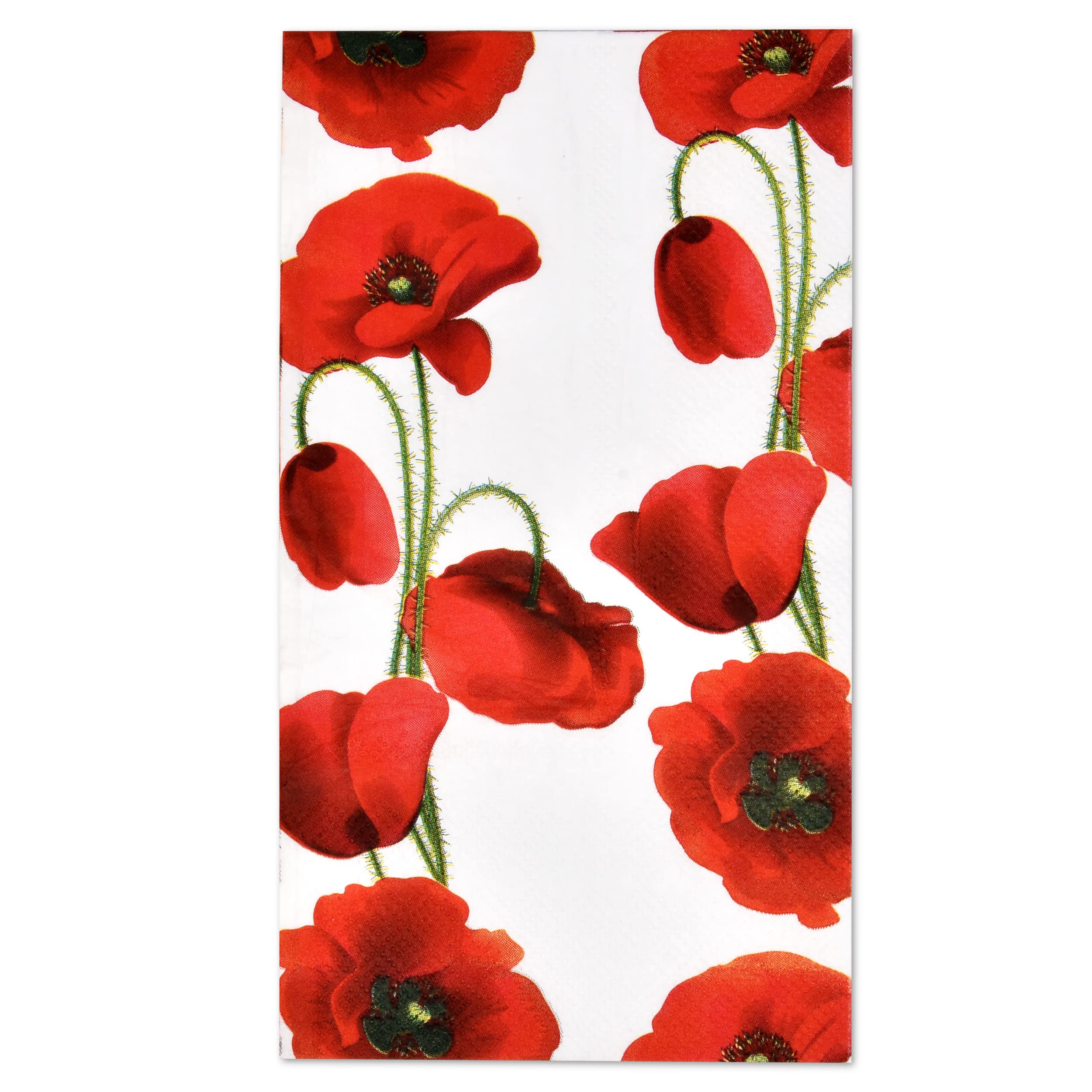 Gift Boutique 100 Poppy Floral Guest Napkins 3 Ply Decorative Hand Napkin Red Poppies Flowers Disposable Paper Towels for Toilet Powder Room Wedding