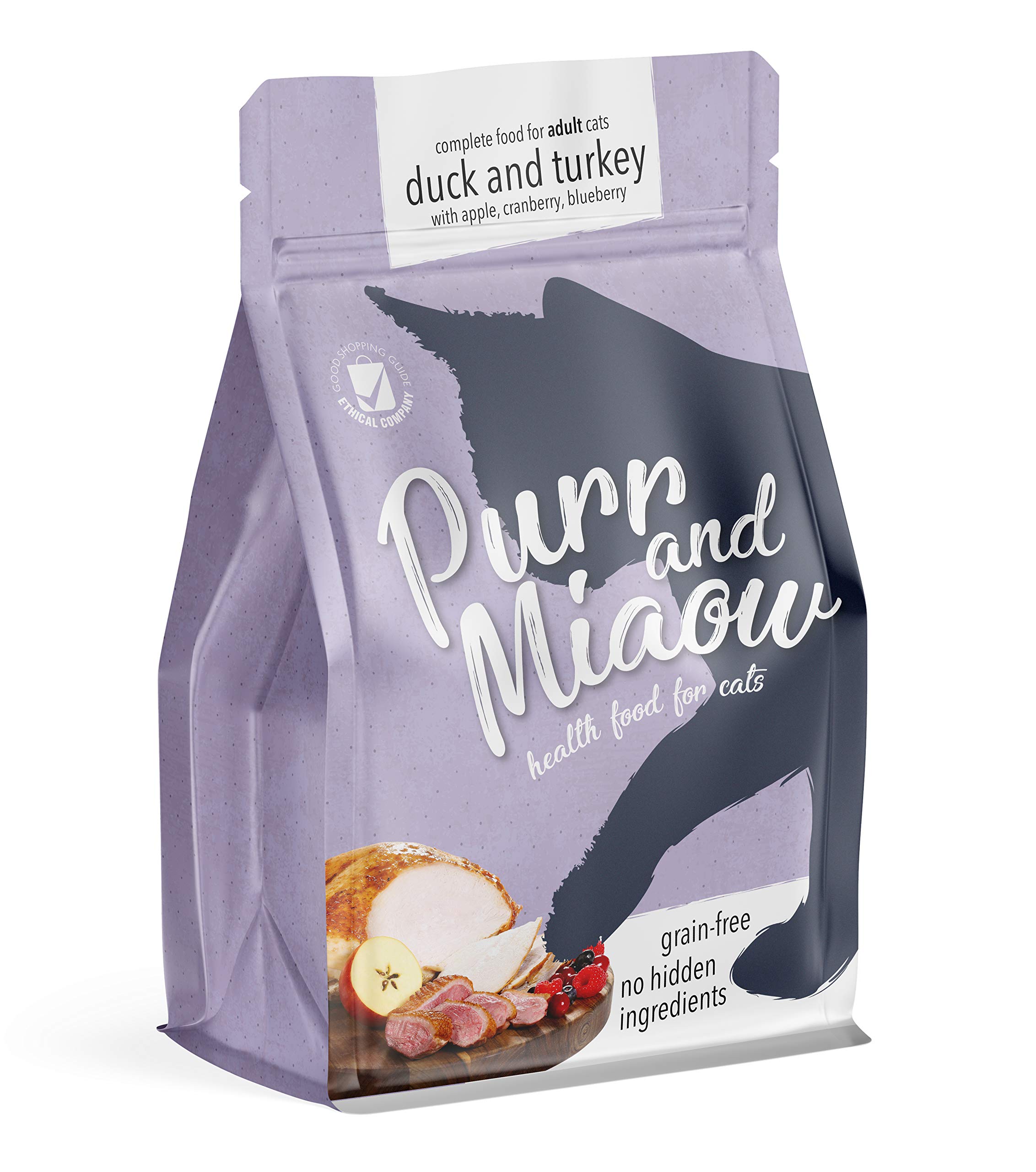 Purr and Miaow, Natural Dry Cat Food (Grain-free, Complete & No Added Sugar) - Turkey & Duck 400g