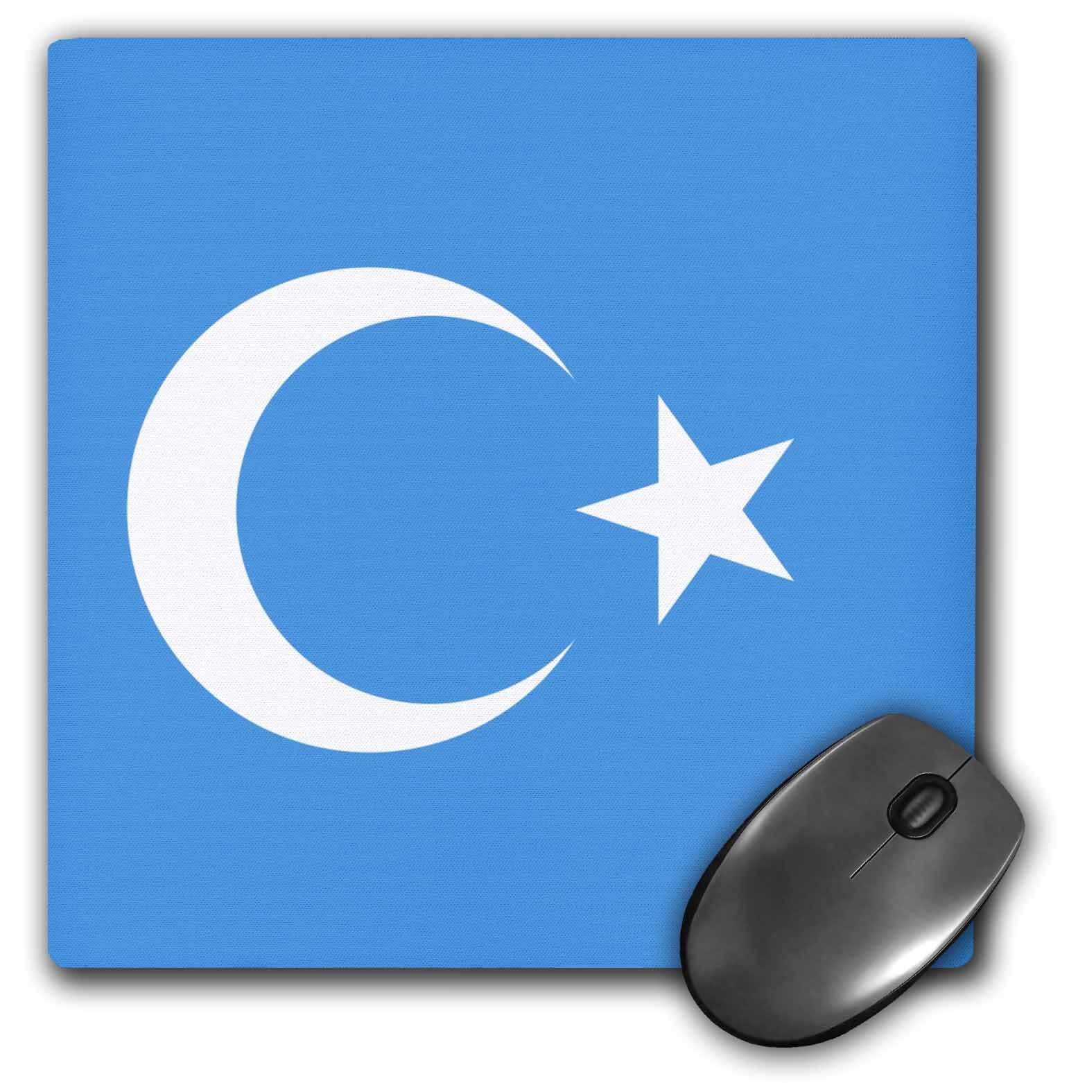 3D Rose"East Turkestan FlagKokbayraqKok BayraqSky Blue with White Crescent Moon and Star" Matte Finish Mouse Pad - 8 x 8" - mp_157813_1