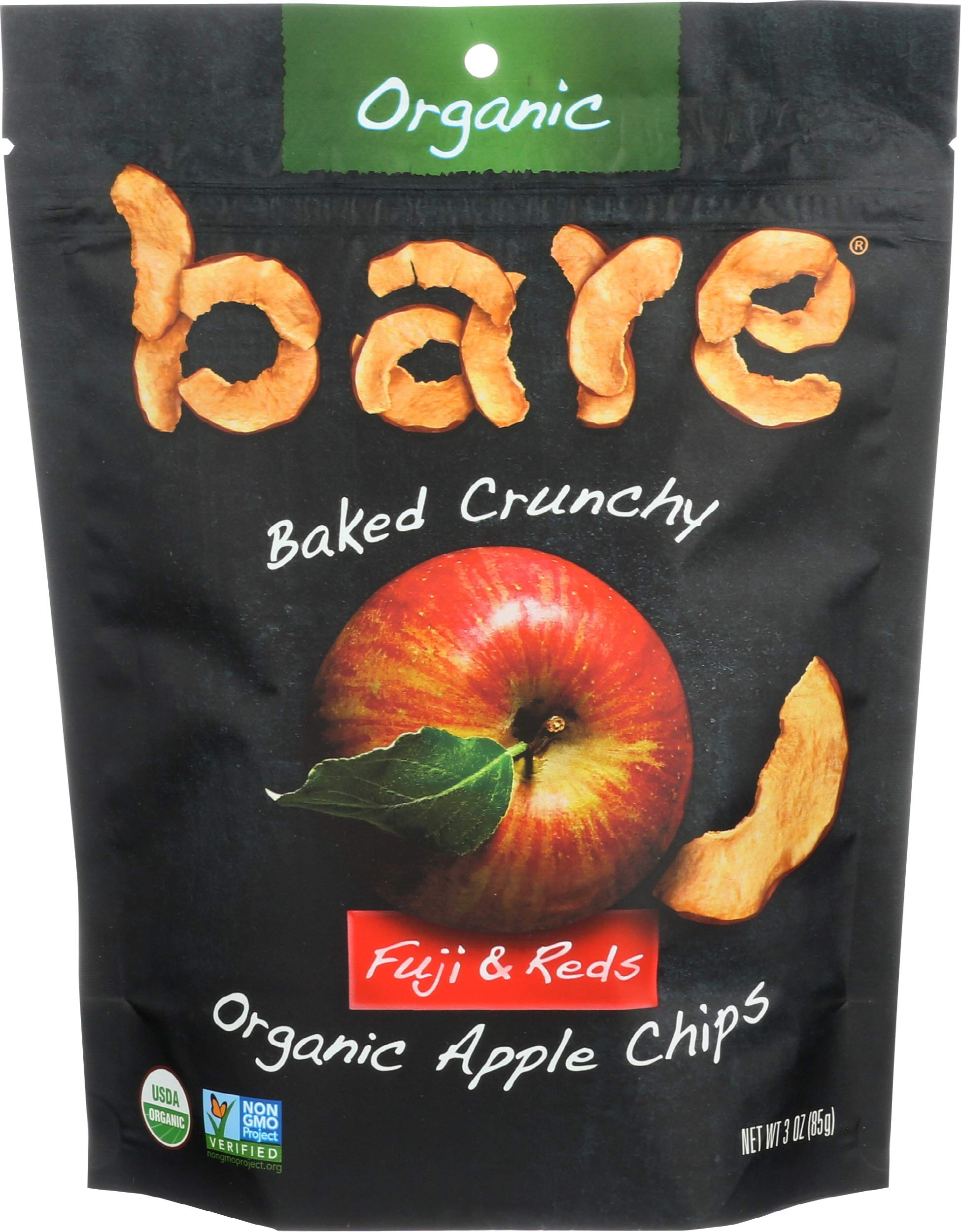 BareGluten Free Organic Apple Chips, Fuji and Red, 3.3 Ounce