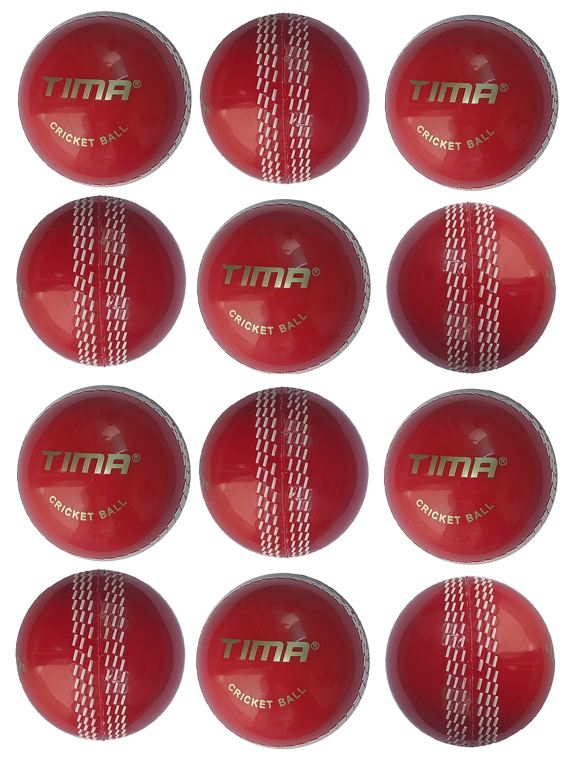 TIMA Poly Hard Synthetic Red Cricket Ball (Pack of 12)