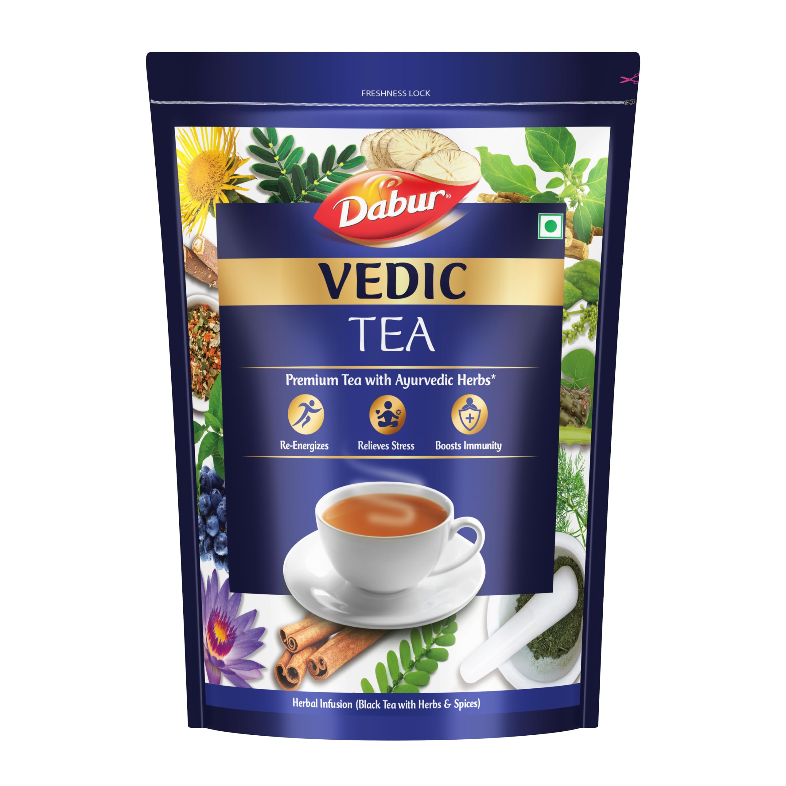 Dabur Vedic Tea - 950 gm (Black Tea), Chai Handpicked From Assam, Nilgiri & Darjeeling, Soulful Aroma & Rich Taste, Premium Tea Loose Leaves