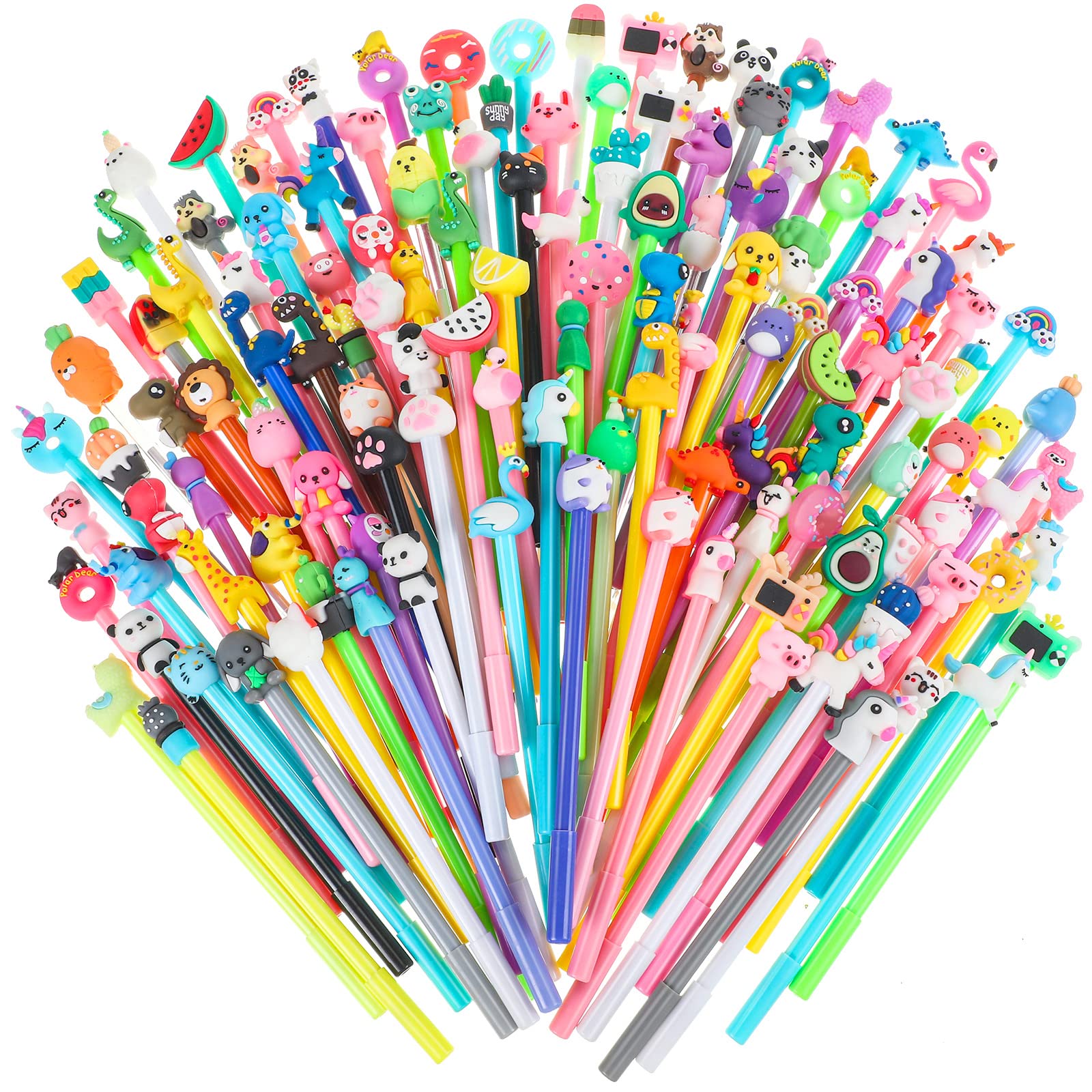 140 Pieces Cute Cartoon Gel Ink Pens Black Ink Cool Pens Kawaii Cute Pens Bulk Assorted Style Novelty Pens Cute Office Pens Rollerball Pens for Student Kids School Supplies Present (Cute Animal)