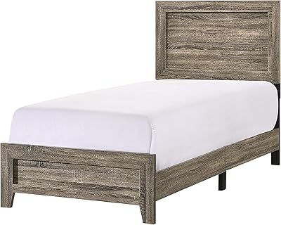 Benjara Twin Size Bed with Panel Design Headboard and Footboard, Brown