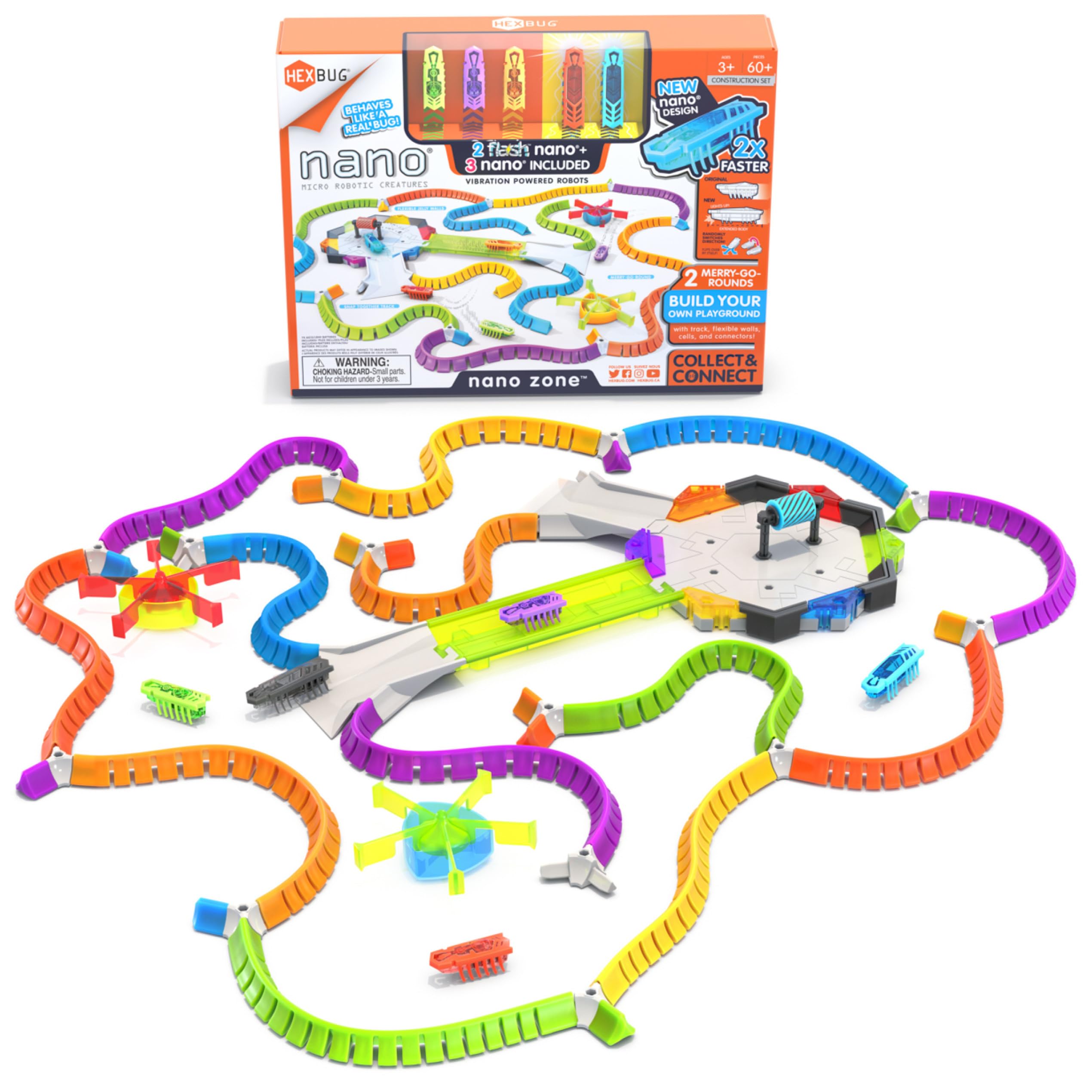 HEXBUGFlash Nano Nano Zone - Colorful Sensory Playset for Kids - Build Your Own Zone - Over 60 Pieces and Batteries Included