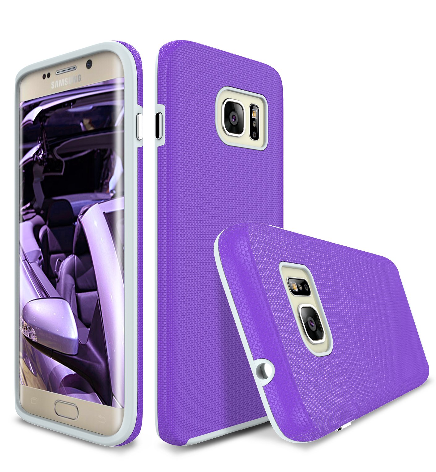 Style4US7 Edge Case, Style4U Slim Fit Hybrid Armor Case for Samsung Galaxy S7 Edge with 1 Style4U Stylus [Purple]