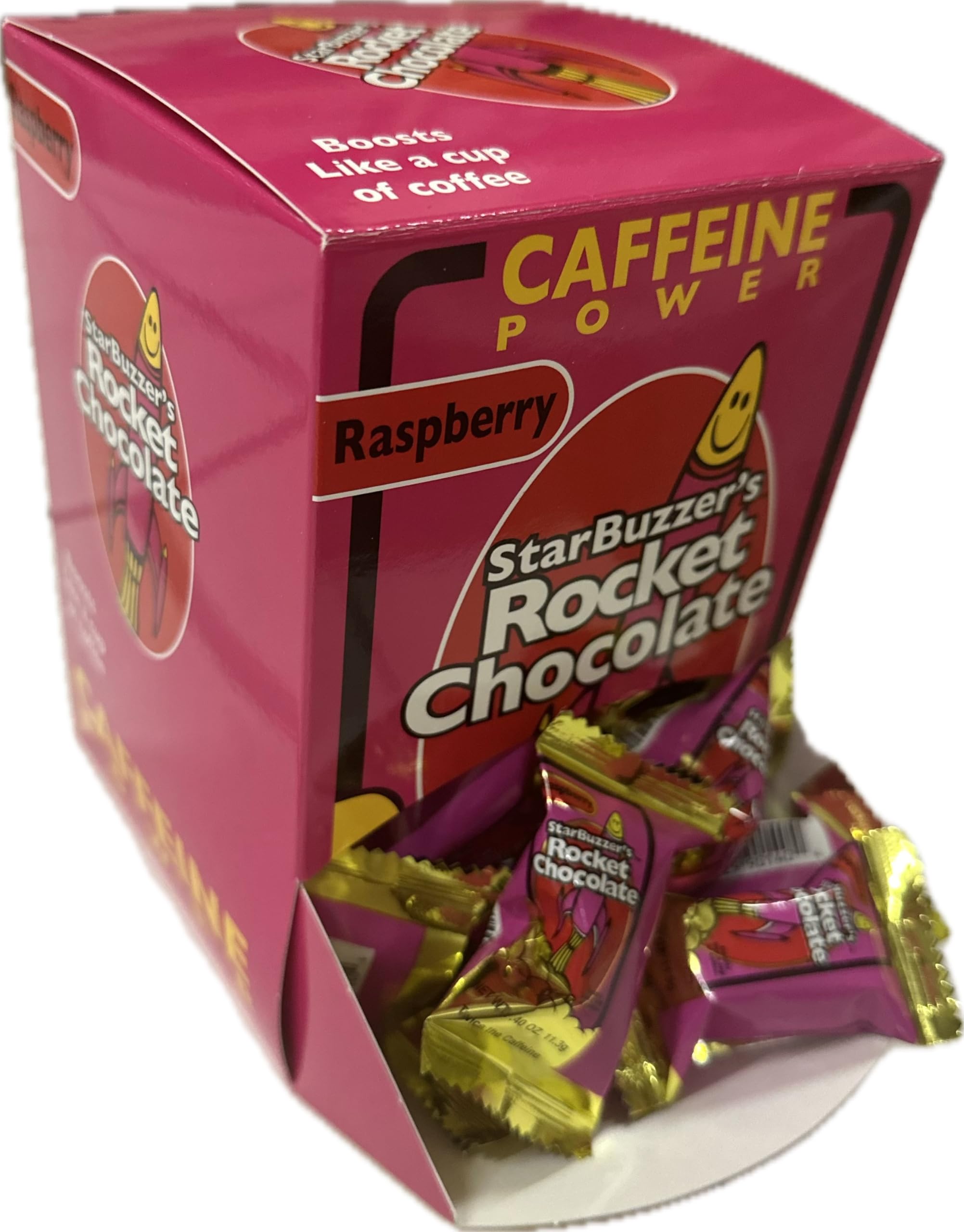 Rocket ChocolateMilk Chocolate Raspberry Flavored Caffeinated Chocolate Truffles, 50 count, Mini