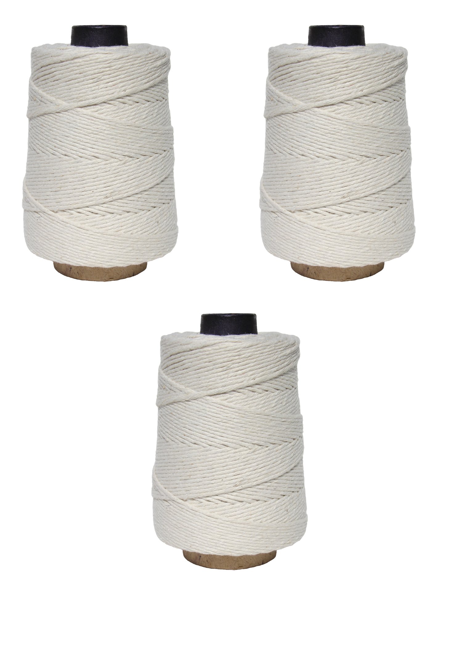 Butchers Cooking Twine, Made of Heavy-Weight Natural Cotton, Perfect for Meat Trussing and Food Prep, 500 ft Cone, Pack of 3