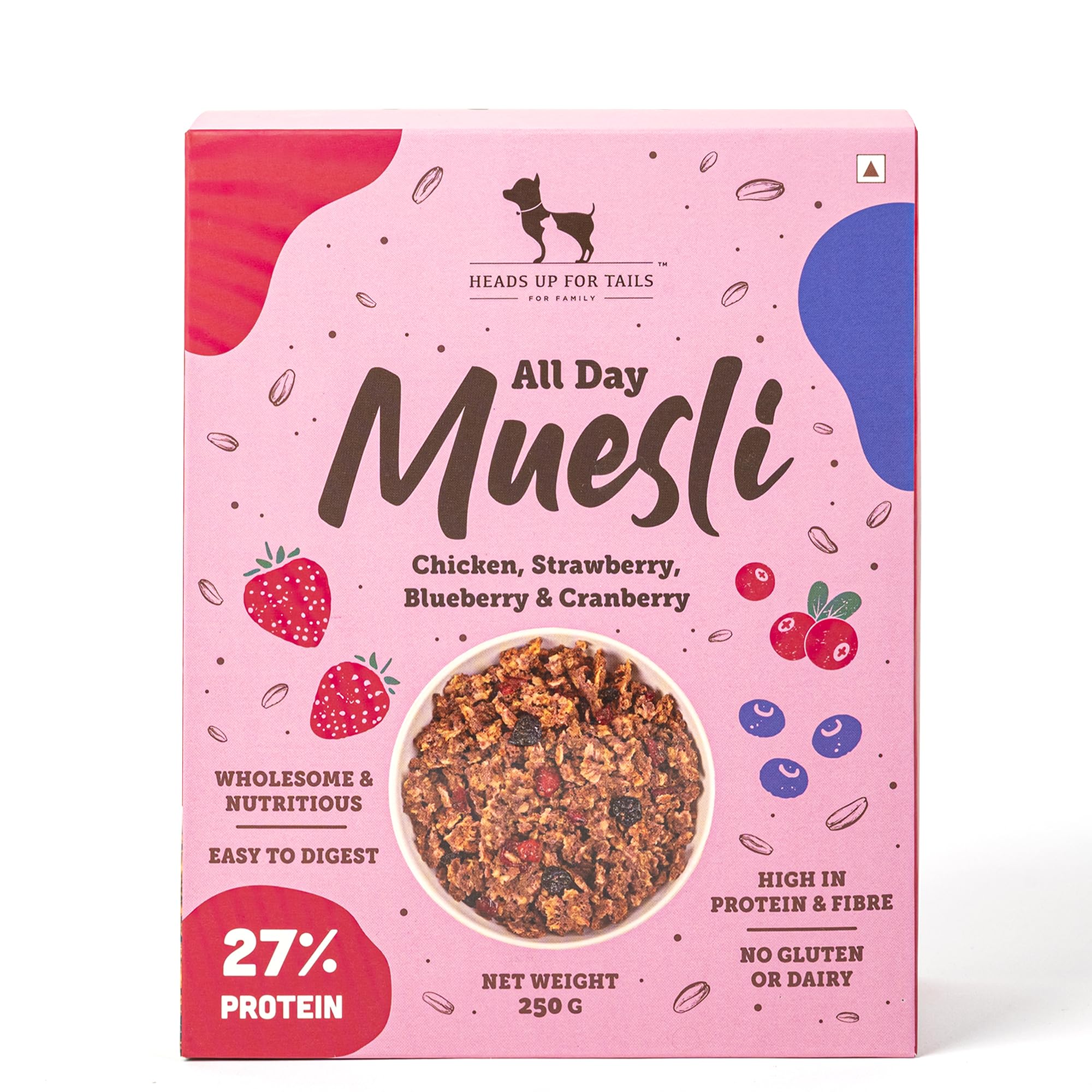 Heads Up For Tails Huft All Day Muesli Chicken Wholesome&Nutritious Dog Treats-250 Gm,Blueberry&Cranberry(Pack Of 1)