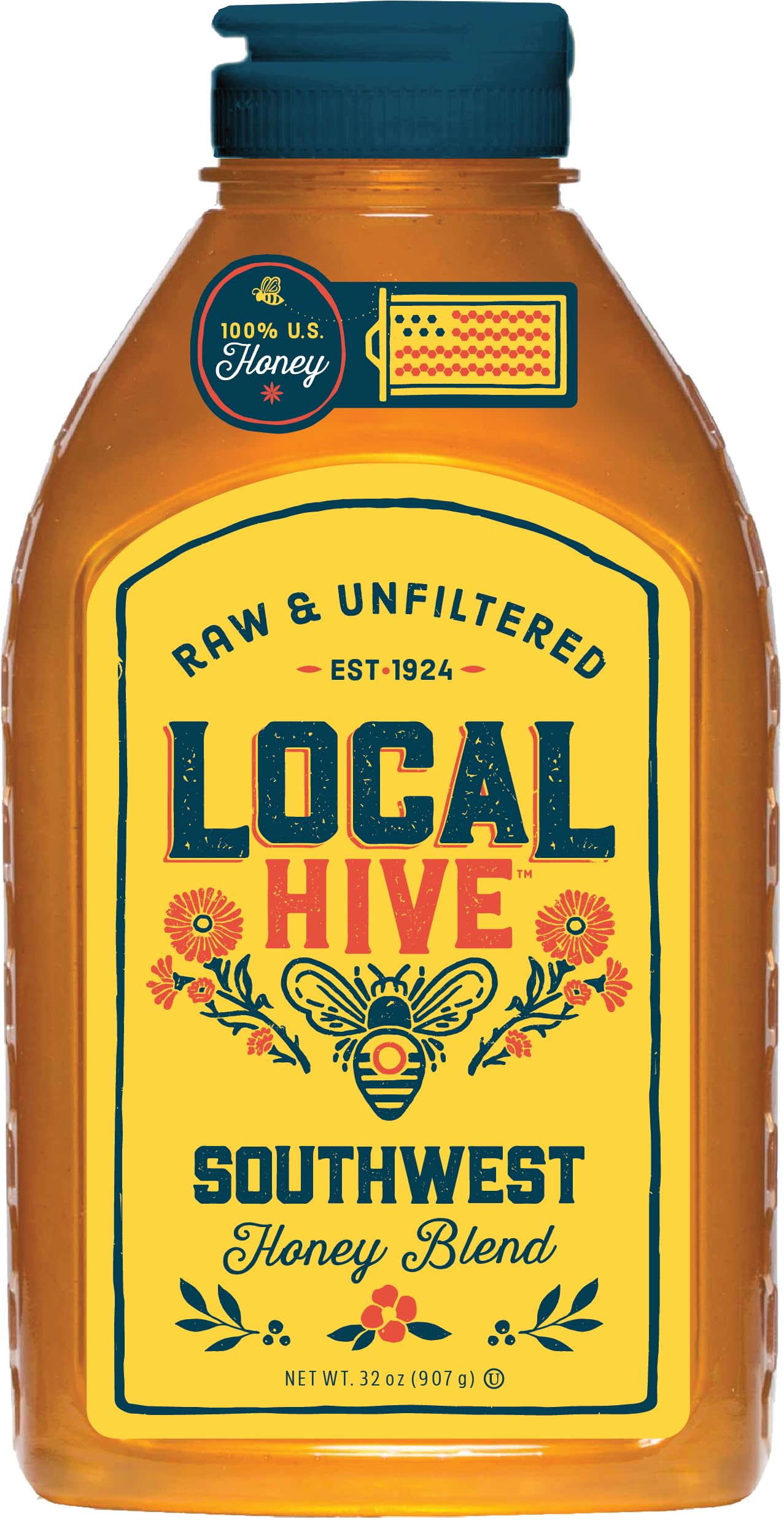 Local Hive Southwest Raw Unfiltered Honey 32oz. 100% US honey sourced from American bees and beekeepers.