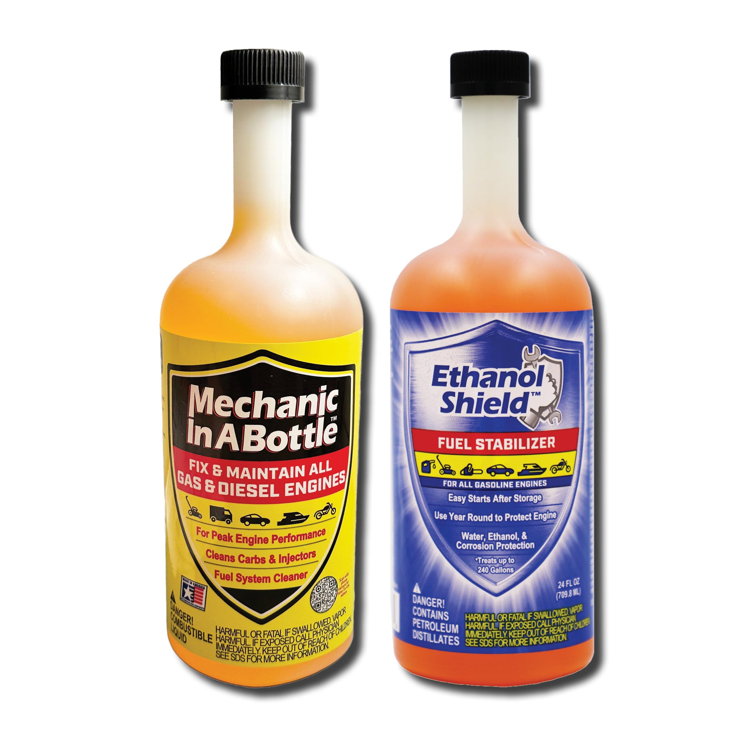 Ethanol Shield Fuel Stabilizer/Mechanic In A Bottle Gas & Diesel Formula Fuel System Cleaner 24 oz - 2 pack