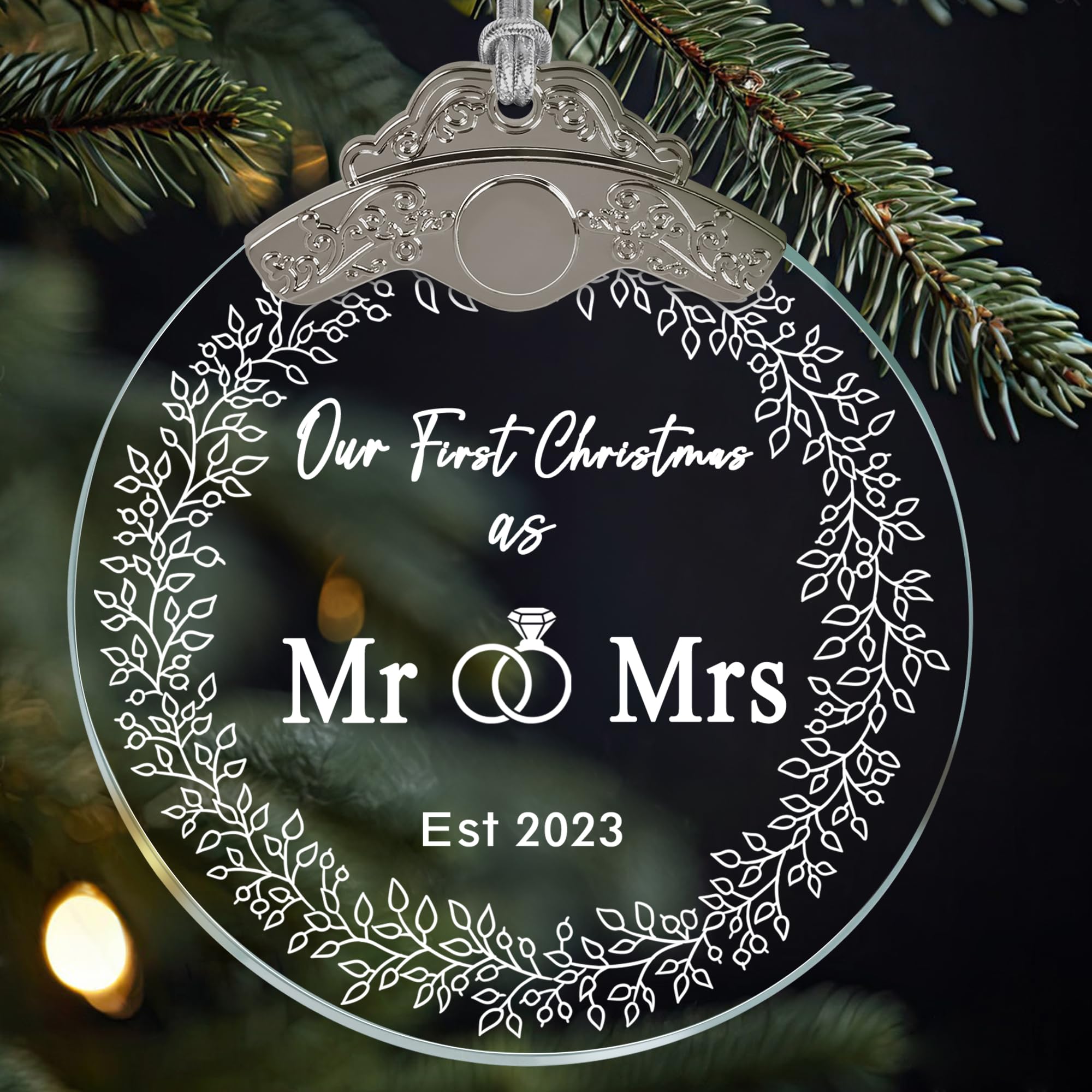 JocideaOur First Christmas as Mr & Mrs Ornament 2023, Our First Christmas Married, Mr & Mrs Wedding Gift, Married Gifts for Couple, Bridal Shower Gift, Wedding Christmas Tree Ornament