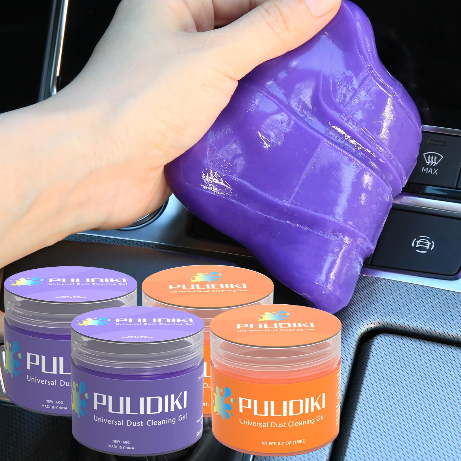 PULIDIKICar Cleaning Gel Purple 2Pack and Car Cleaning Putty Orange 2Pack Bundle