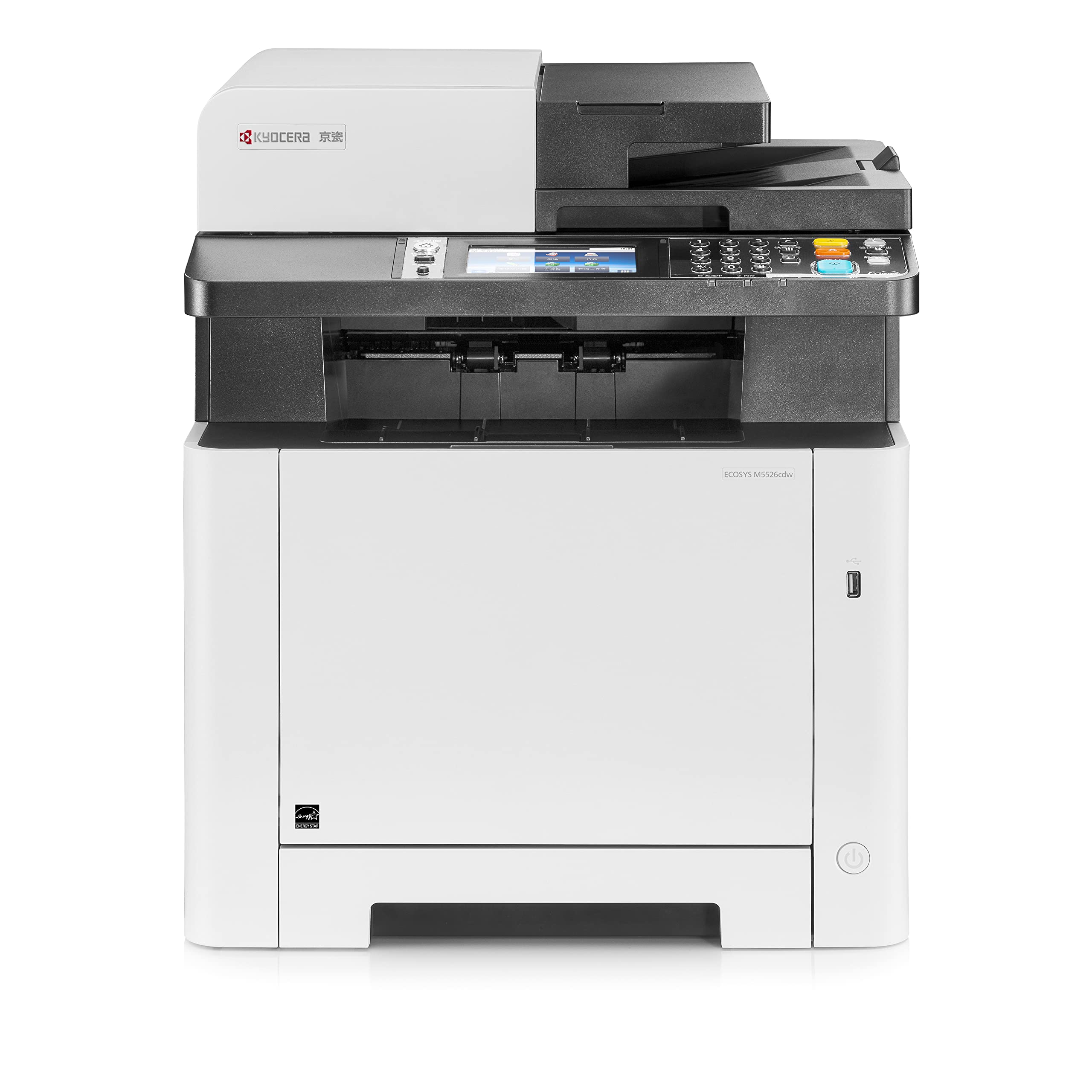 KYOCERAECOSYS M5526cdw All-in-One Color Laser Printer (Print/Copy/Scan/Fax), 27 ppm, Up to Fine 1200 dpi, Gigabit Ethernet, Wireless & Wi-Fi Direct, Standard Duplex, 4.3in Touchscreen Panel, 512 MB