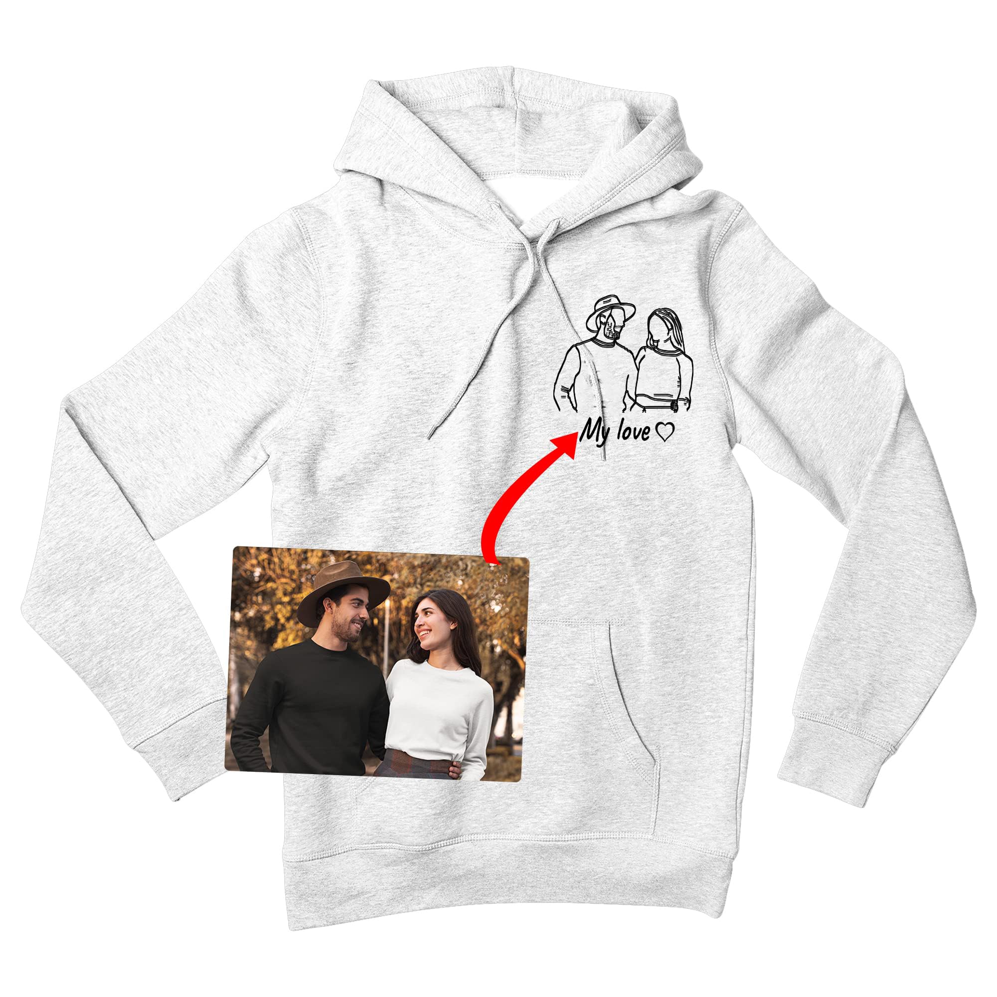 FamiheartCustom Hoodies Design Your Own, Shirt Portrait From Photo, Valentines Day Customized Gifts For Boyfriend 2024