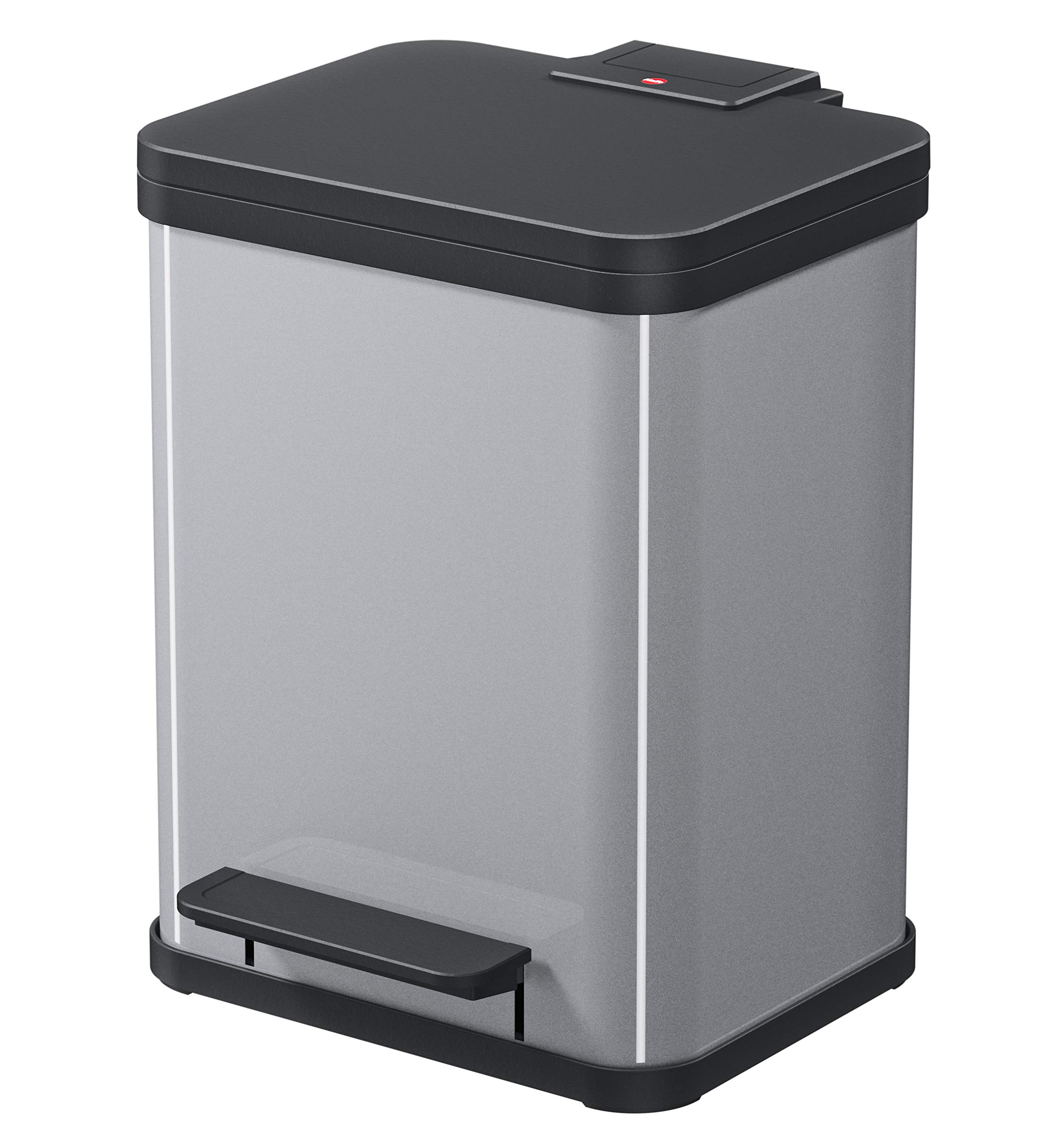 Hailo Germany - Oko Uno Plus - Pedal Waste Bin - 17 Litre - Sheet Steel - Silver - Hlo-0619-220