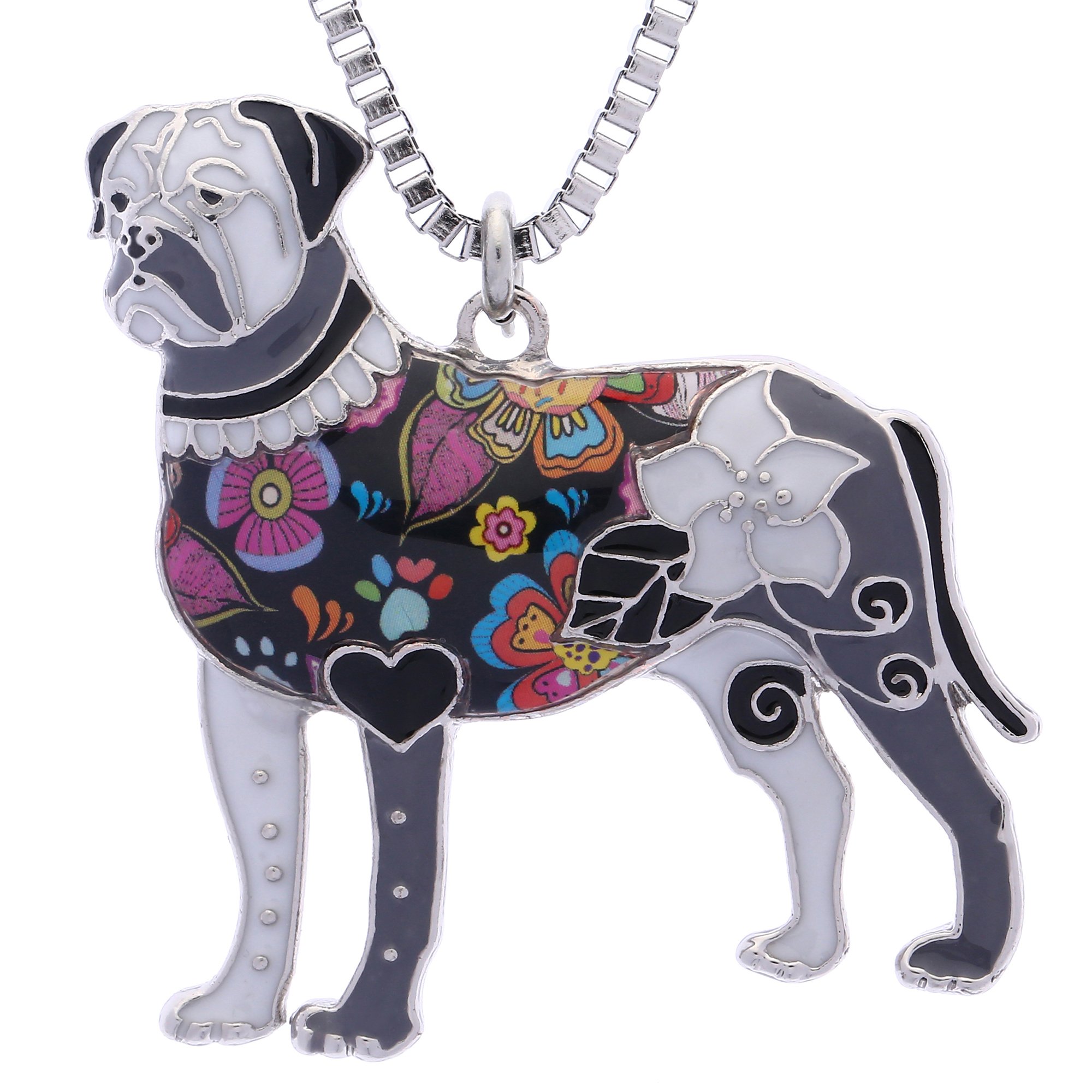 Luckeyui Bullmastiff Jewelry for Women Handmade Cute Enamel Pets Dog Birthday Gift Necklace